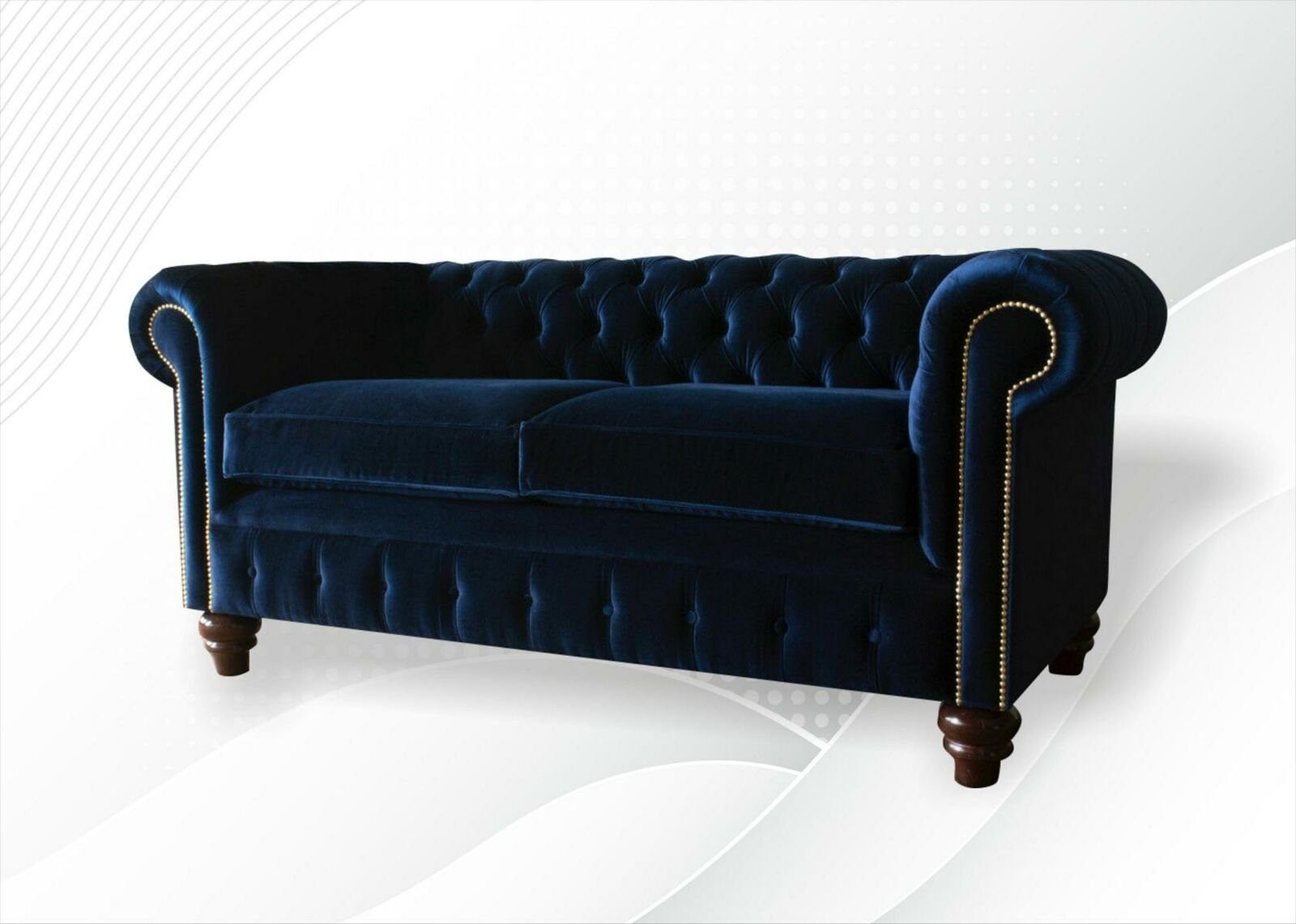 Blaue Möbel Chesterfield Chesterfield-Sofa, Wohnzimmer Sofa Couchen Modern Neu JVmoebel Samt Stoff Design