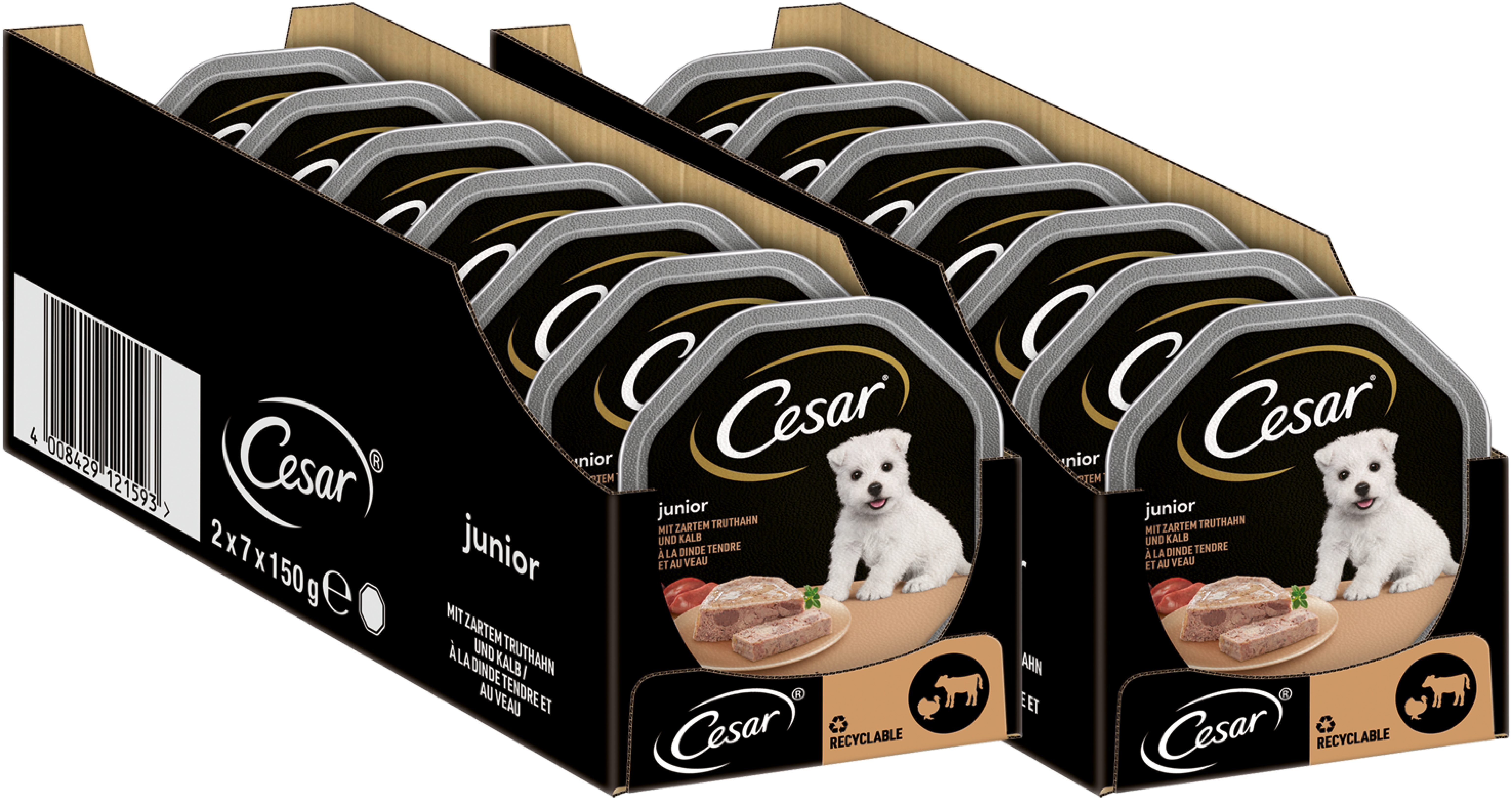 Cesar CESAR® Junior mit Truthahn und Kalb 14 x 150g, Nassfutter für: Hunde