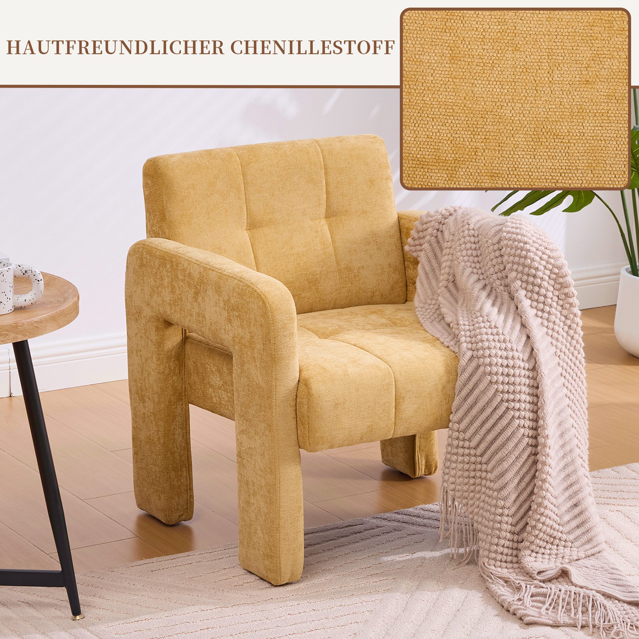 SeedWave Sessel Chenille Relaxsessel mit Ergonomischer Rückenlehne, Gepolstertem Sitz, Polstersessel mit hochdichtem Schaumstoff & verstärkten Beinen