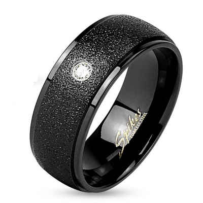 BUNGSA Fingerring Ring Mittelteil sand-gestrahlt Schwarz aus Edelstahl Unisex (Ring, 1-tlg), Damen Herren