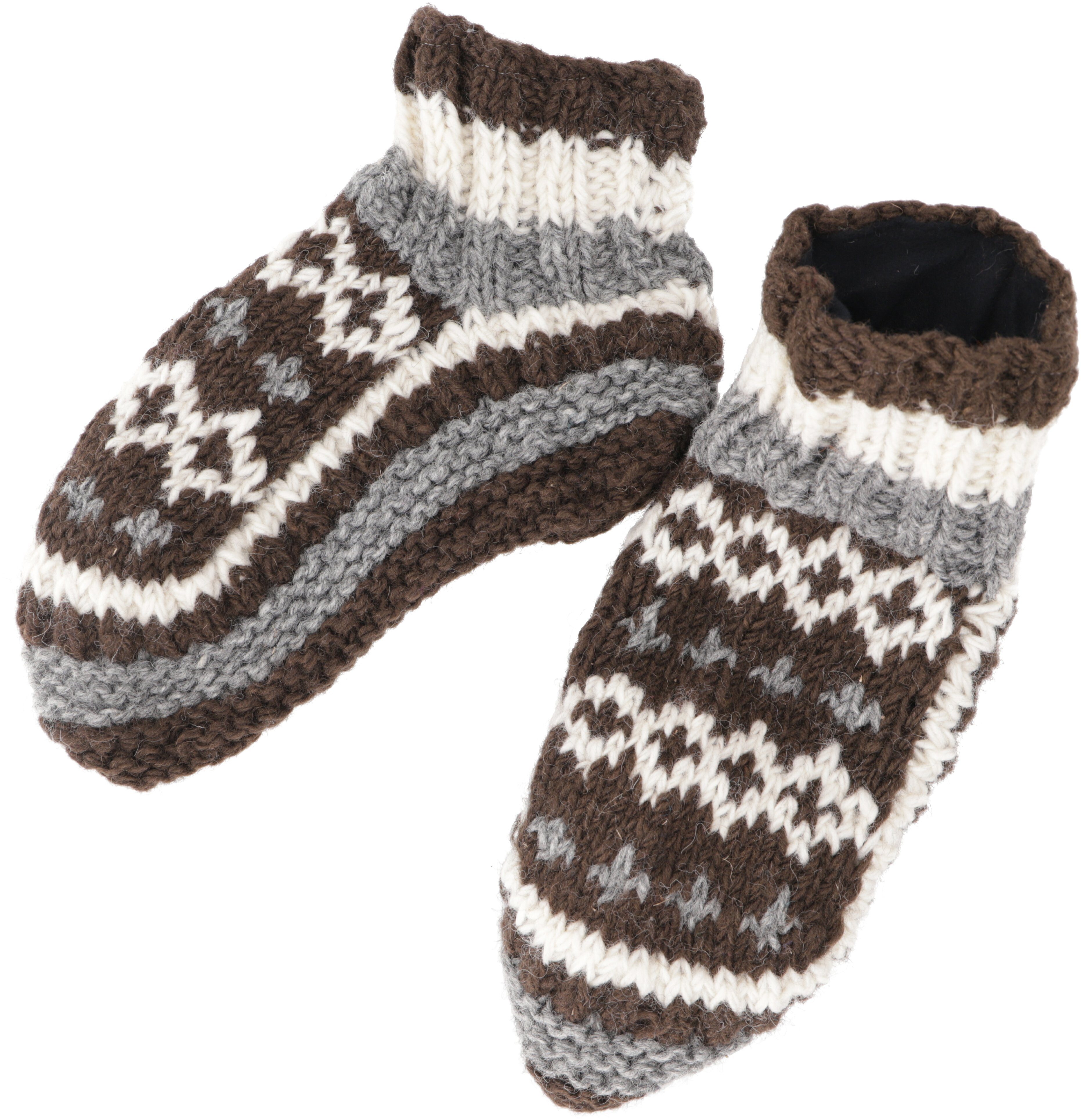 Haussocken Wollhausschuhe, handgestrickte Hippie..