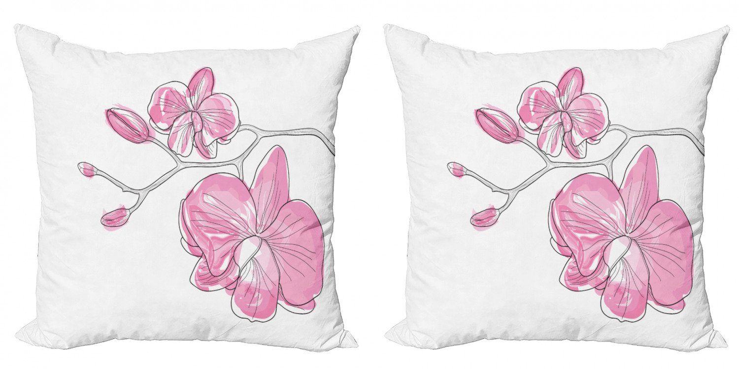 Kissenbezüge Modern Accent Doppelseitiger Digitaldruck, Abakuhaus (2 Stück), Orchideen Einfache Handgezeichnete Blumen