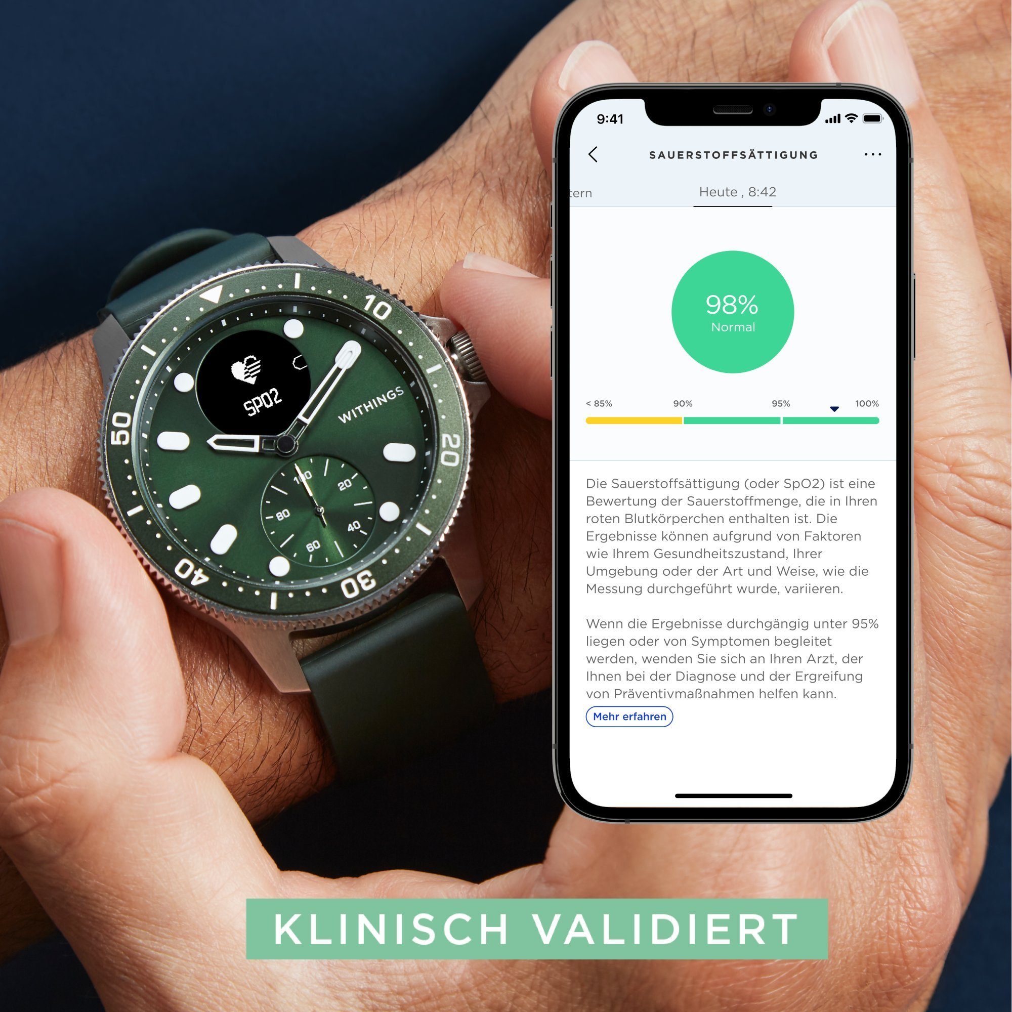 Withings Smartwatch grün Withings Scanwatch Horizon HWA09-MODEL