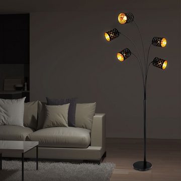 etc-shop Stehlampe, Leuchtmittel nicht inklusive, Standleuchte Stehlampe Schlafzimmerleuchte 5-flammig, Textilschirme