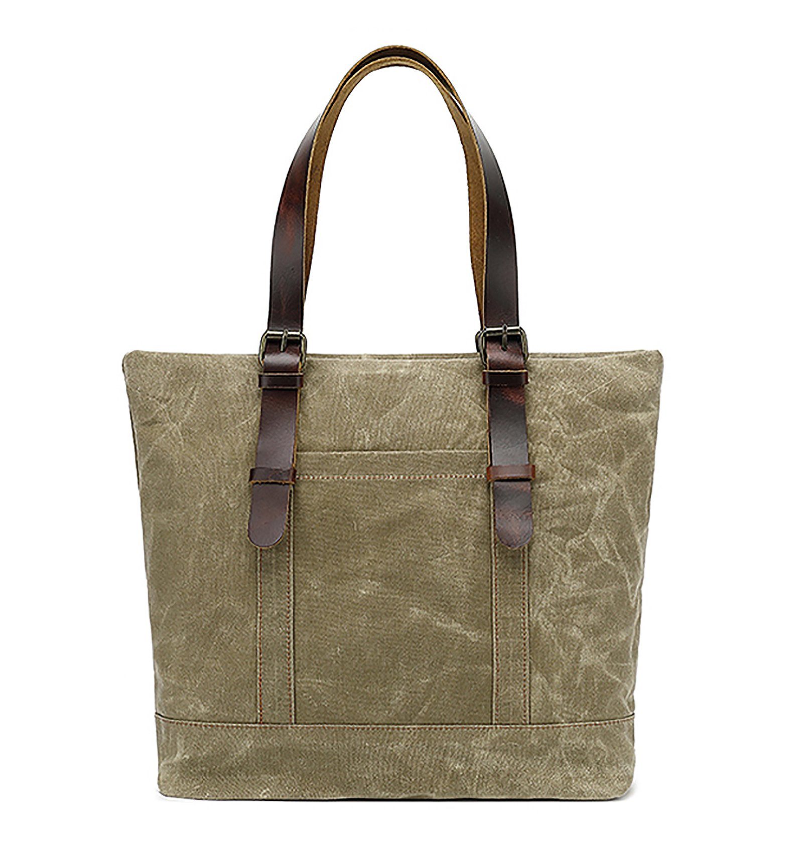 Standbag Canvas wasserdicht TAN.TOMI Freizeit Khaki Vintage Groß Umhängetaschen Schultertasche, Handtasche