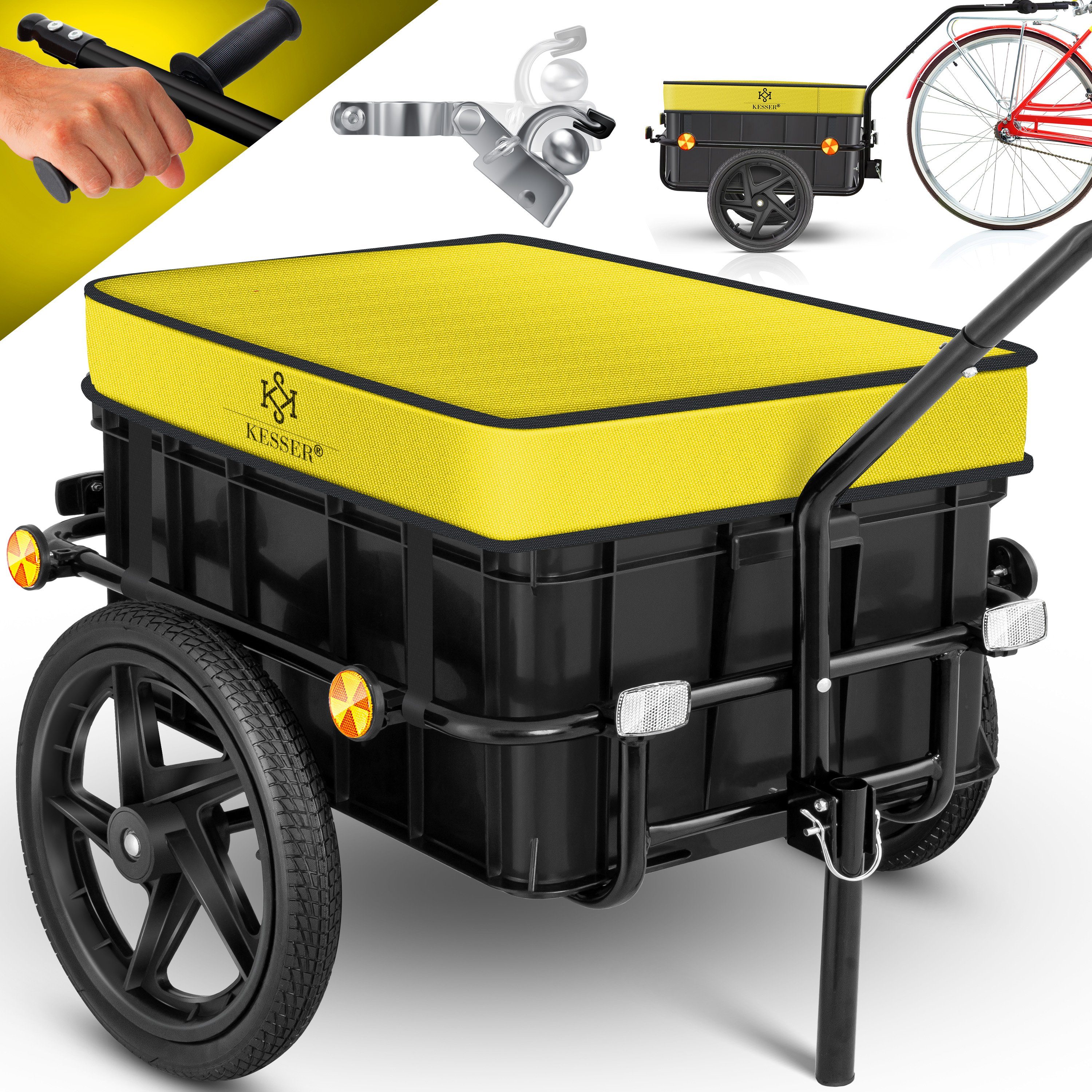 KESSER Fahrradlastenanhänger, Fahrradanhänger Lastenanhänger Handwagen mit Kupplung