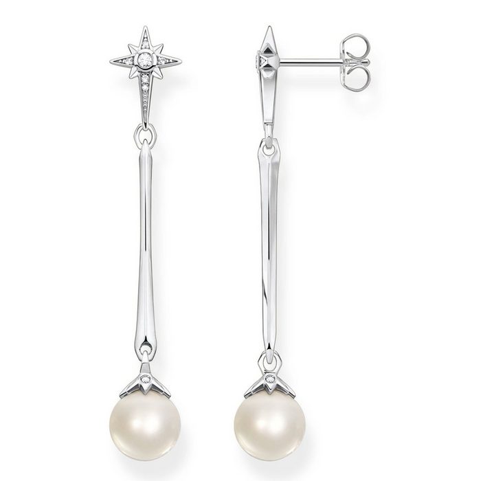 THOMAS SABO Paar Ohrstecker Perle mit Stern Silber H2119-167-14 mit Süßwasserzuchtperlen und Zirkonia