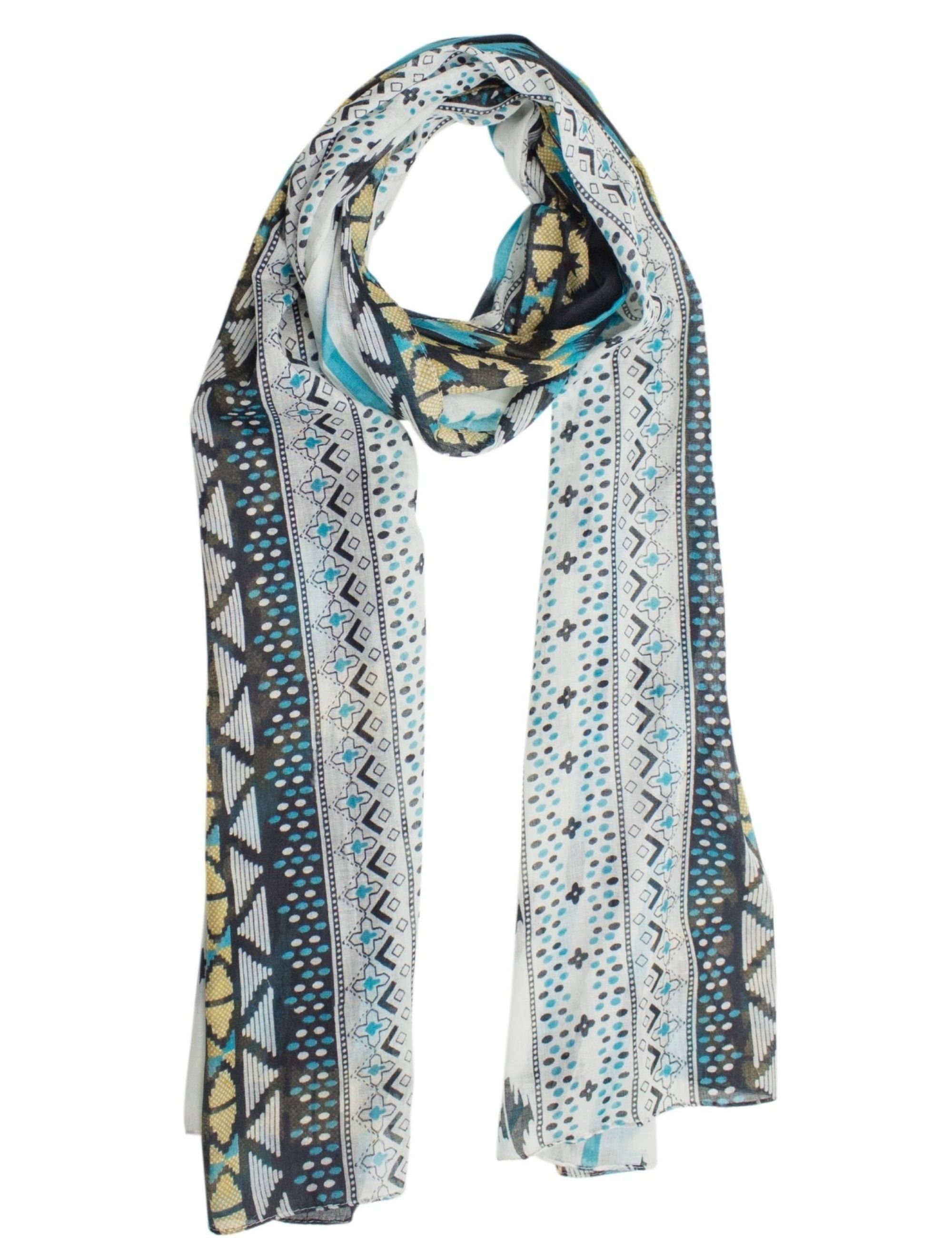 Sunsa Modeschal Damen Schal Tuch. Baumwolle Halstuch. Sommer Scarf als Geschenkideen für Frauen. Tuch mit Blumen Aufdruck & modern bohemian Design., Abstract Aufdruck blau