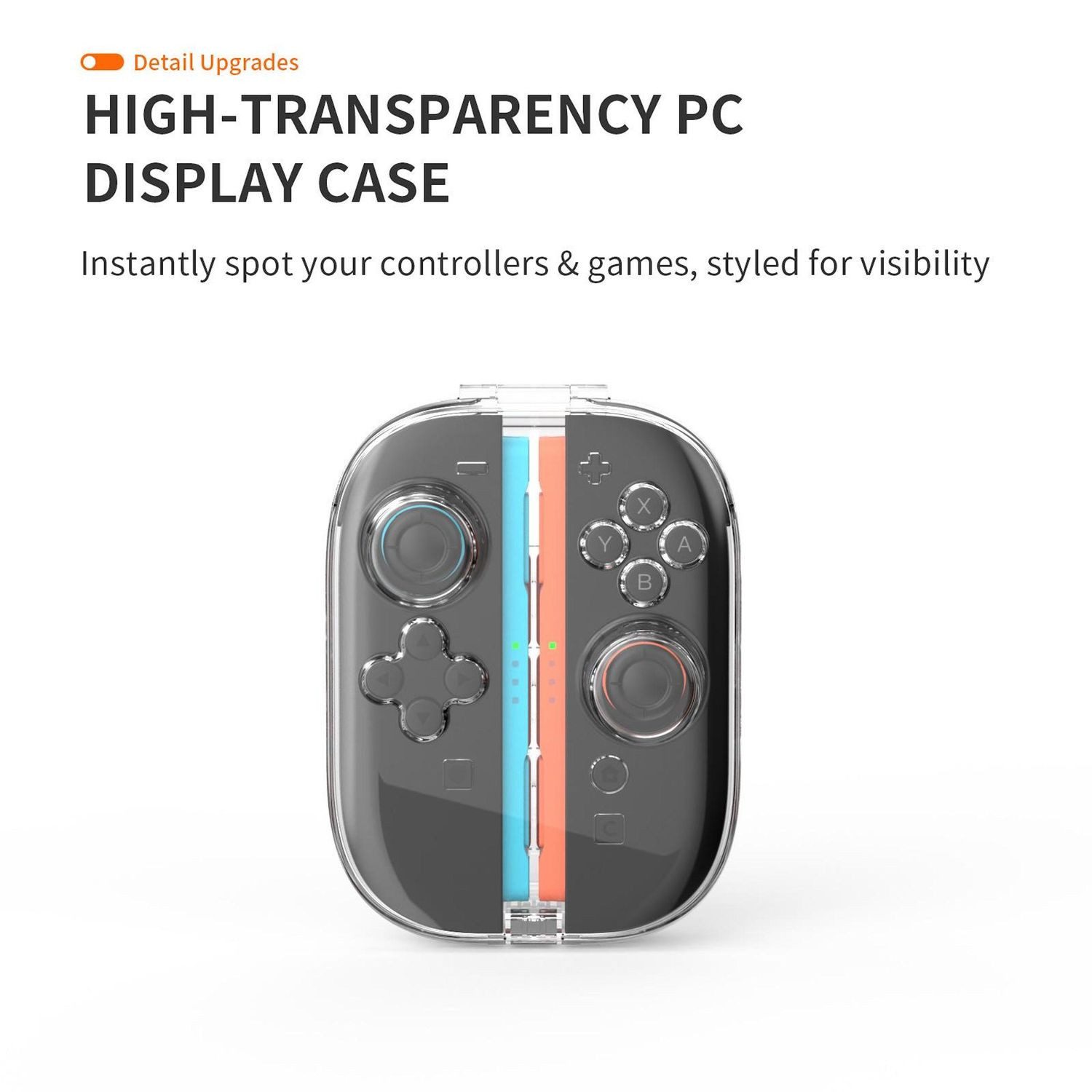 Wigento Handyhülle Für Nintendo Switch 2 Joy-Con Crystal Clear Hard Case mit 6 Slots, Kratzfest, Transparent, Stoßfest