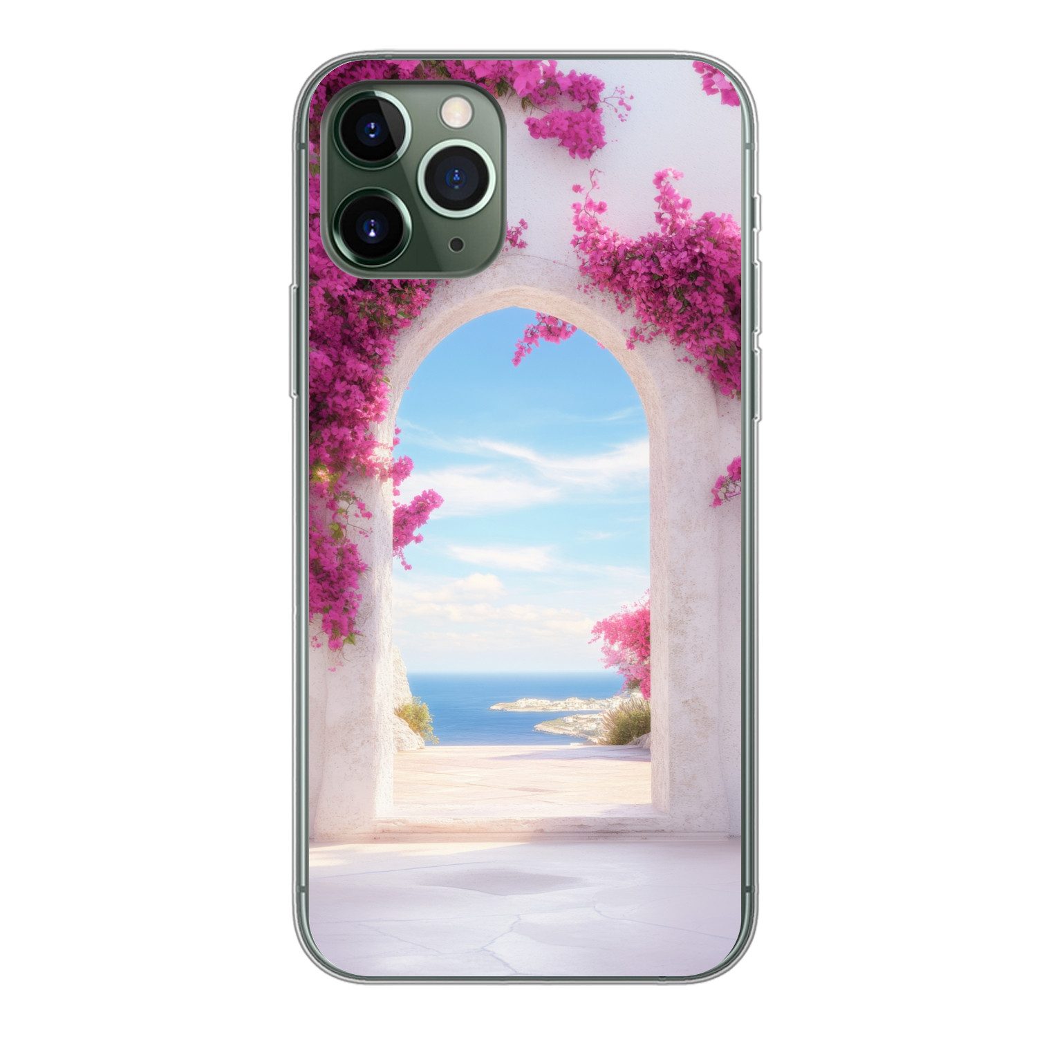 MuchoWow Handyhülle für Apple iPhone 11 Pro Meer - Rosa - Blumen - Tor, Smartphone-Bumper, Print, Handy Schutzhülle Dünn