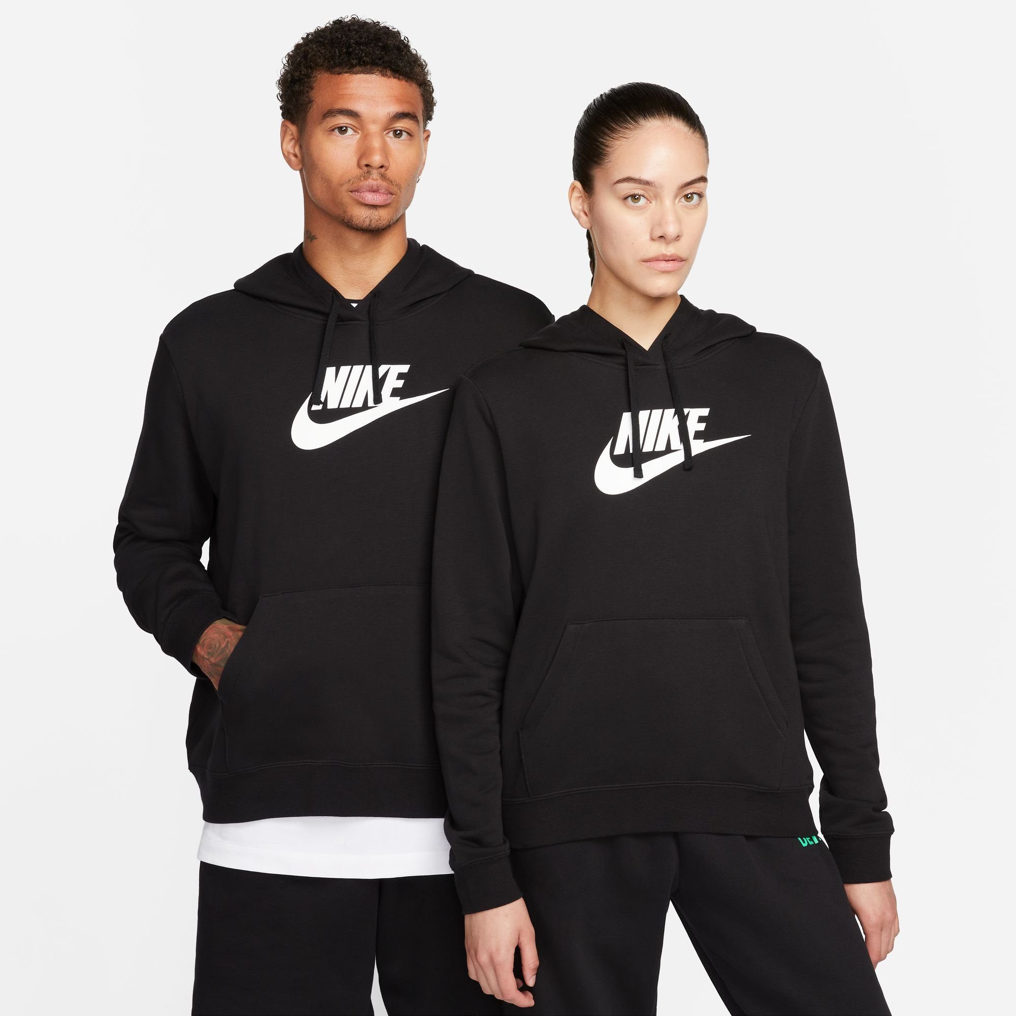 Logo BLACK/WHITE Women's Pullover Nike Sportswear Club Fleece Hoodie Kapuzensweatshirt