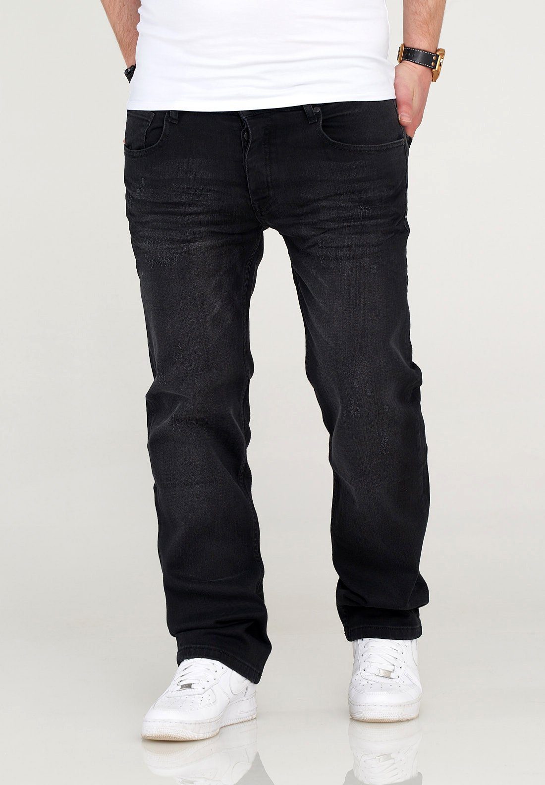 MJDINO SOULSTAR Schwarz Straight-Jeans