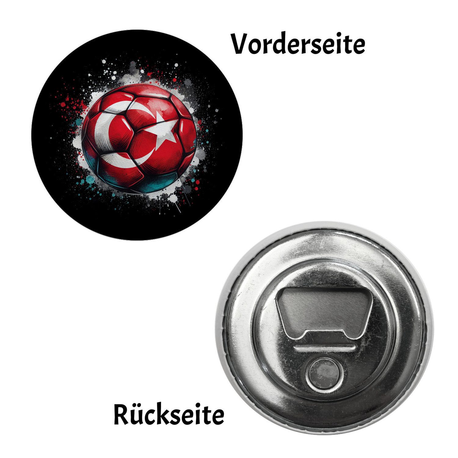 Thumbnail - speecheese Magnet Fußball Türkei Flagge Magnet mit Flaschenöffner rund