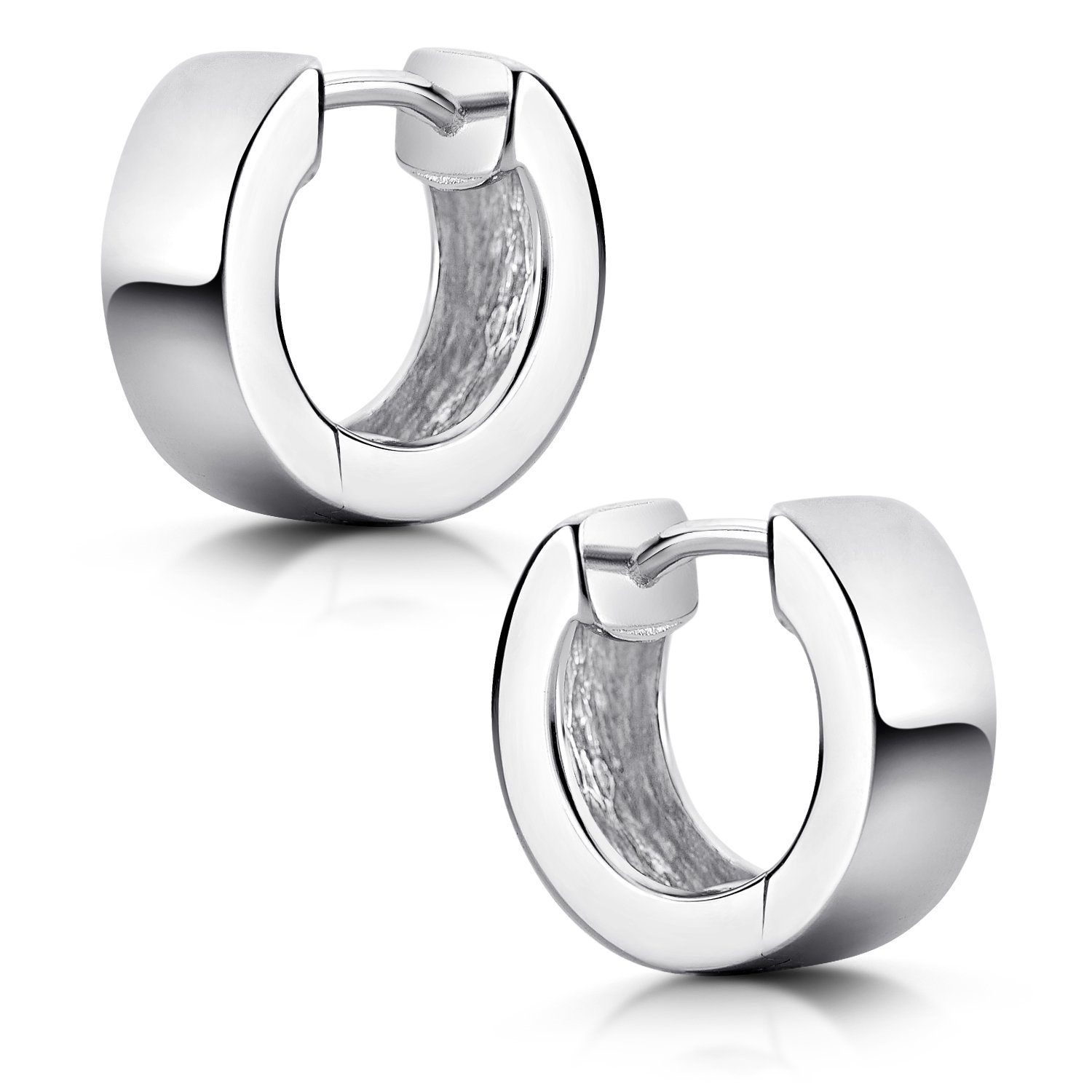 Materia Paar Creolen Damen Silber breit Ø13mm SO-459, 925 Sterling Silber, rhodiniert