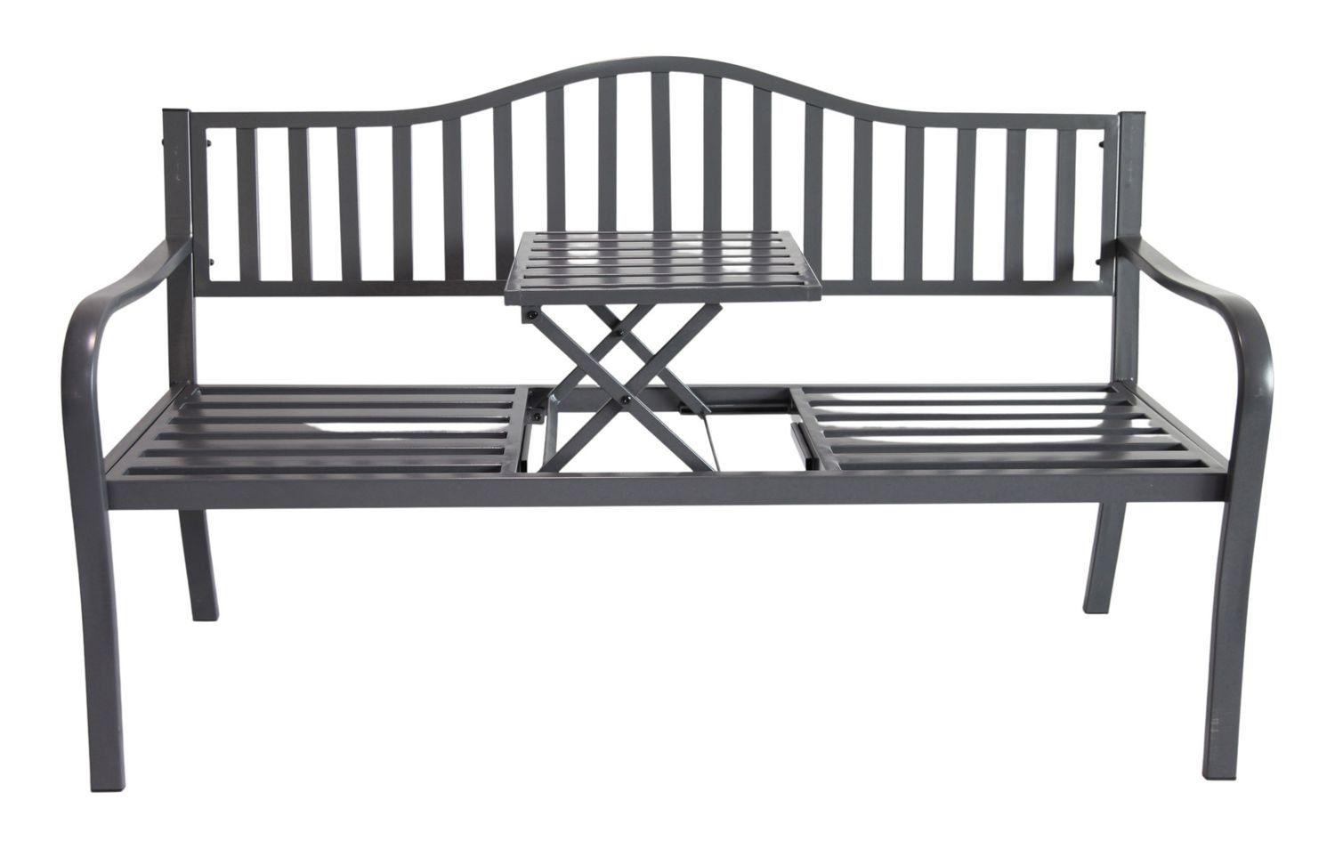 BURI Gartenbank Metall-Gartenbank mit integriertem Klapptisch günstig online kaufen