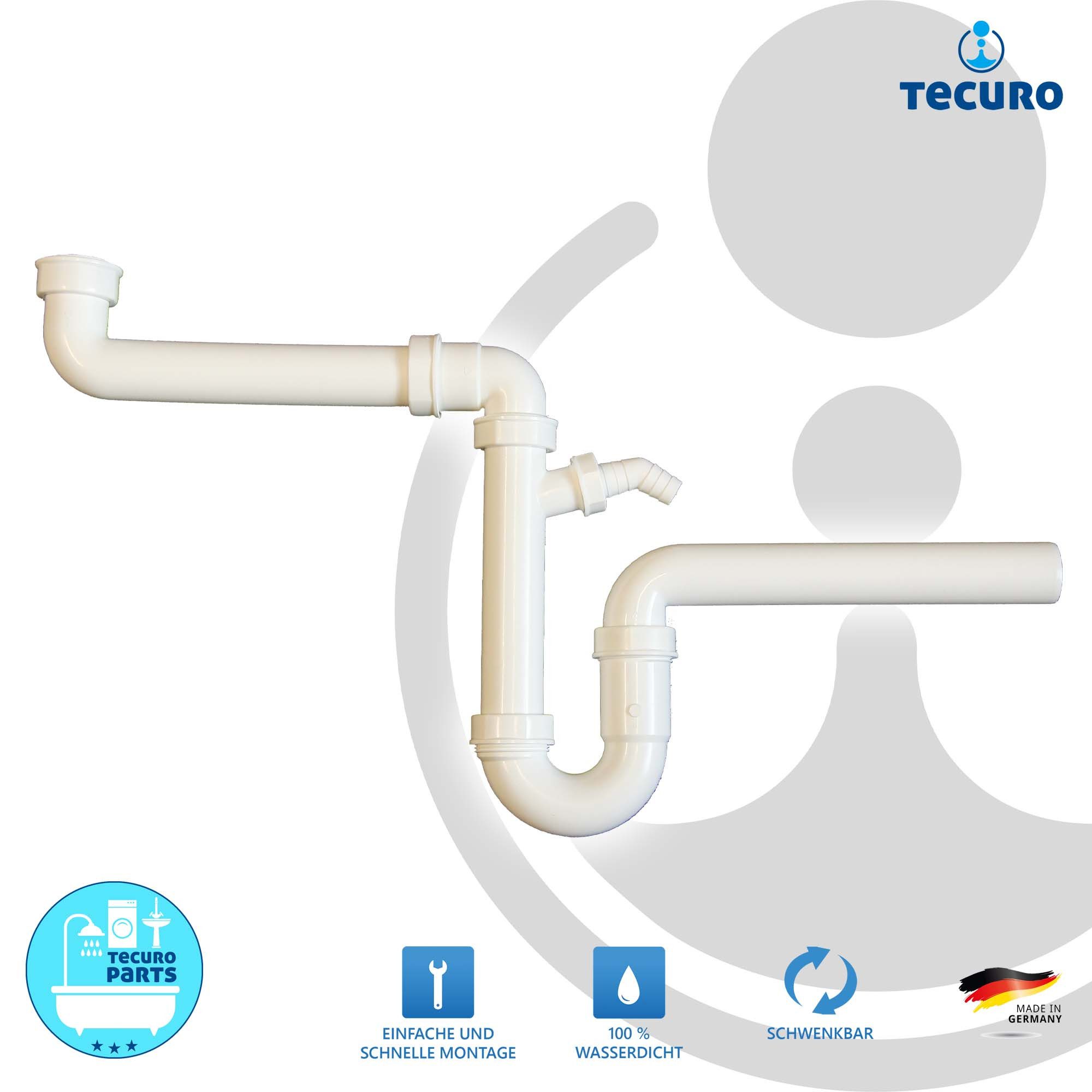 tecuro Siphon Raumspar-Ablaufgarnitur für Spülen, 1 günstig online kaufen