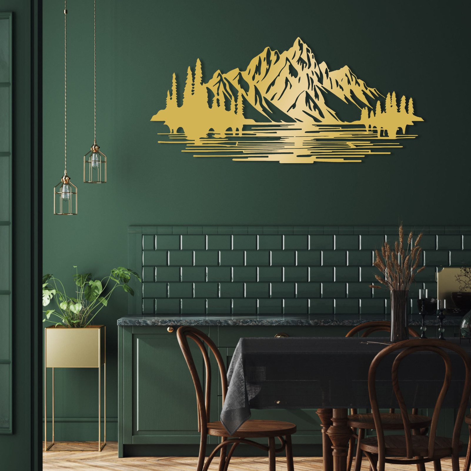 Jumpeak Wanddekoobjekt Bergwald Metall Kunst Wanddekoration, günstig online kaufen