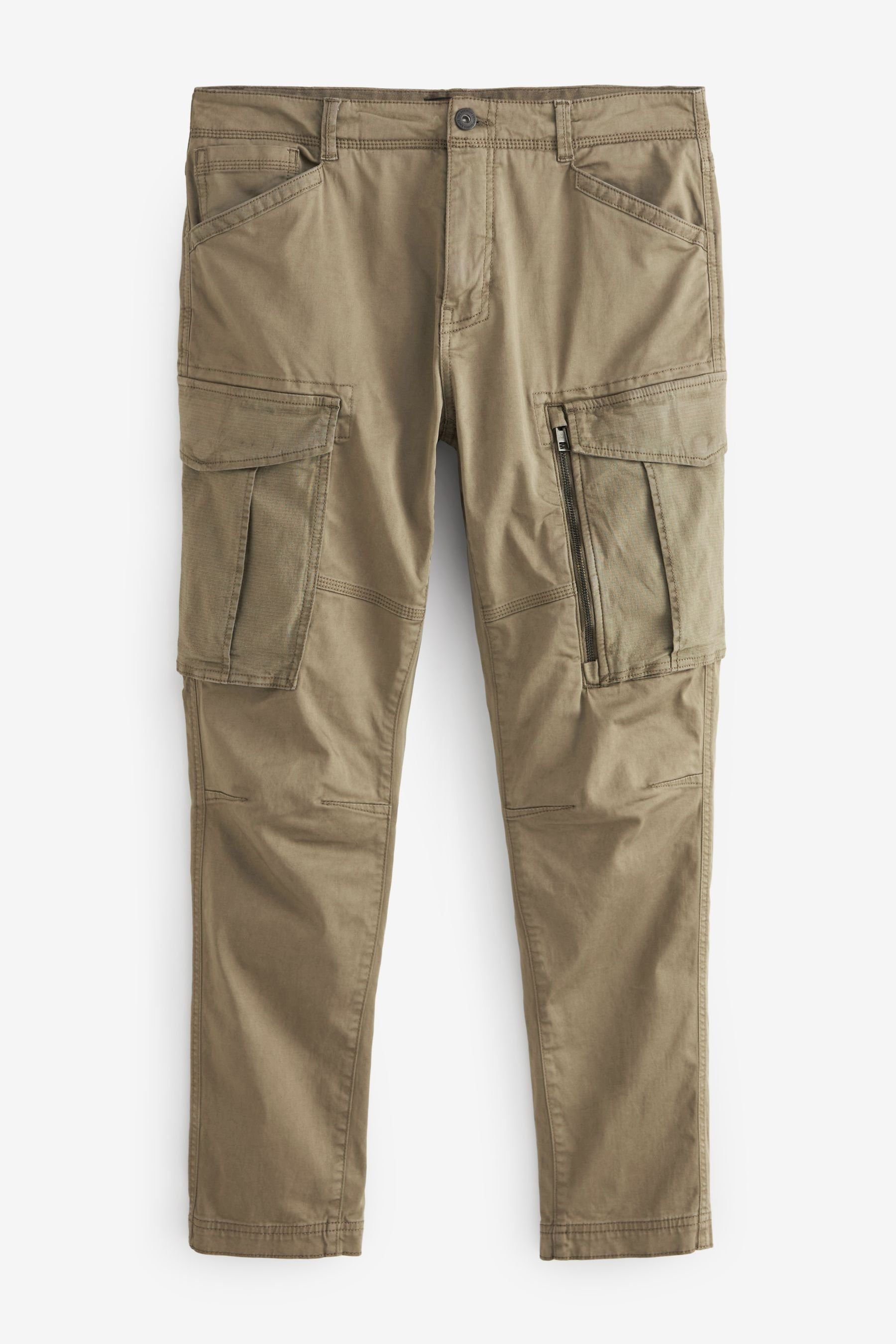 Next Cargohose Slim Fit Stretch-Cargohose mit Zierreißverschluss (1-tlg)