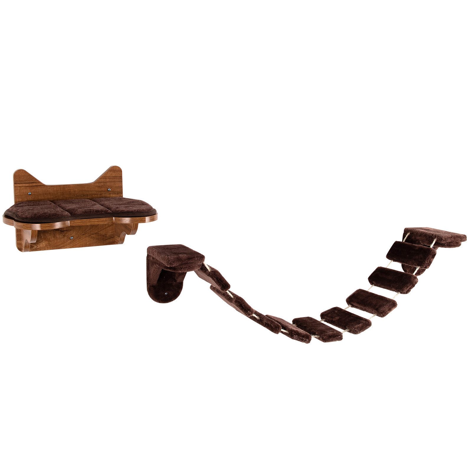 COSTWAY Katzen-Kletterwand Kratzbaum, mit Laufsteg, Wandmontage