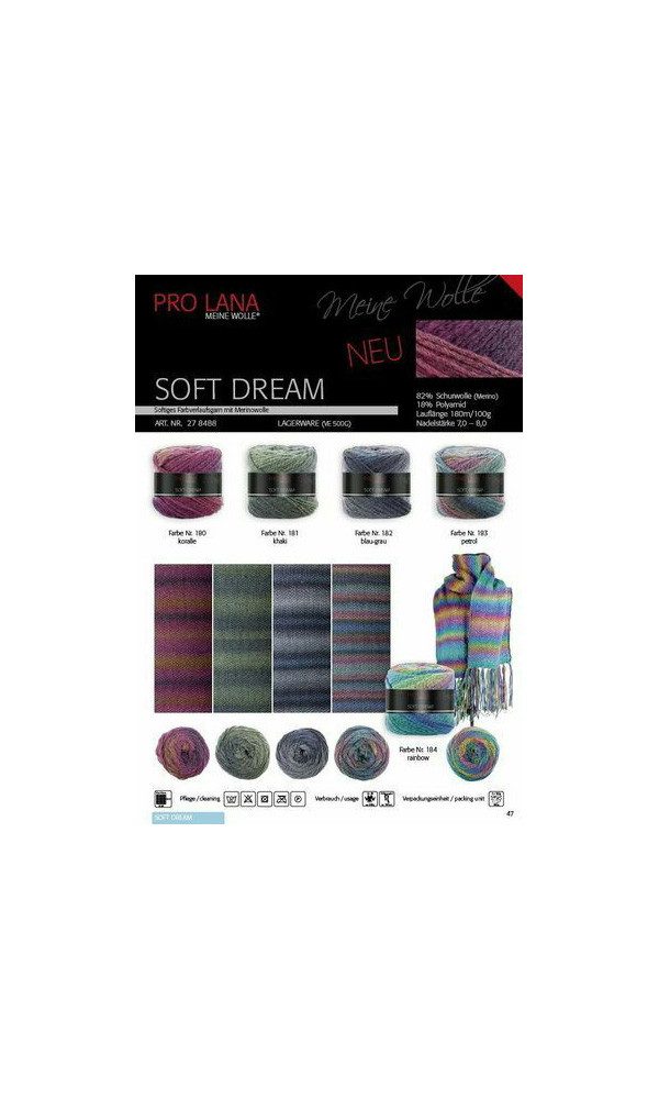 Thumbnail - Pro Lana Soft Dream Farbverlaufsgarn mit Merinowolle, 100g Häkelwolle, 180 m (Strickwolle, Strickgarn, Handstrickgarn, F...