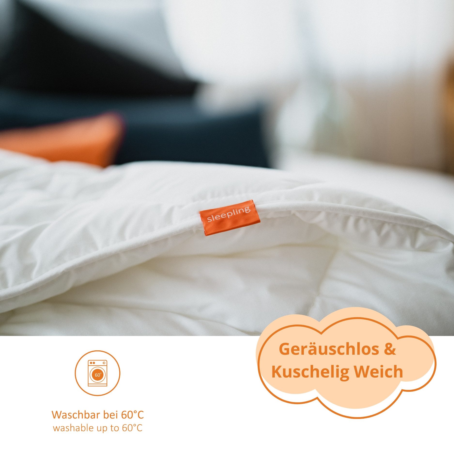 sleepling Microfaserbettdecke für Allergiker, Füllung: hochwertige Markenvollfaser aus 100% Polyester, antibakteriell, antimilben, Peachskin