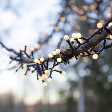 MARELIDA LED-Lichterkette LED Lichterkette Berry Mini Kugeln 300 warmweiße opale LED 6m außen, 300-flammig