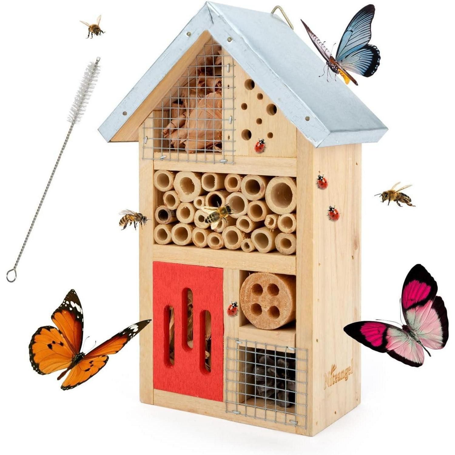 LuxusKollektion Insektenhotel Insektenhotel aus Naturholz für Garten, Marienkäfer, Florfliegen 25,4