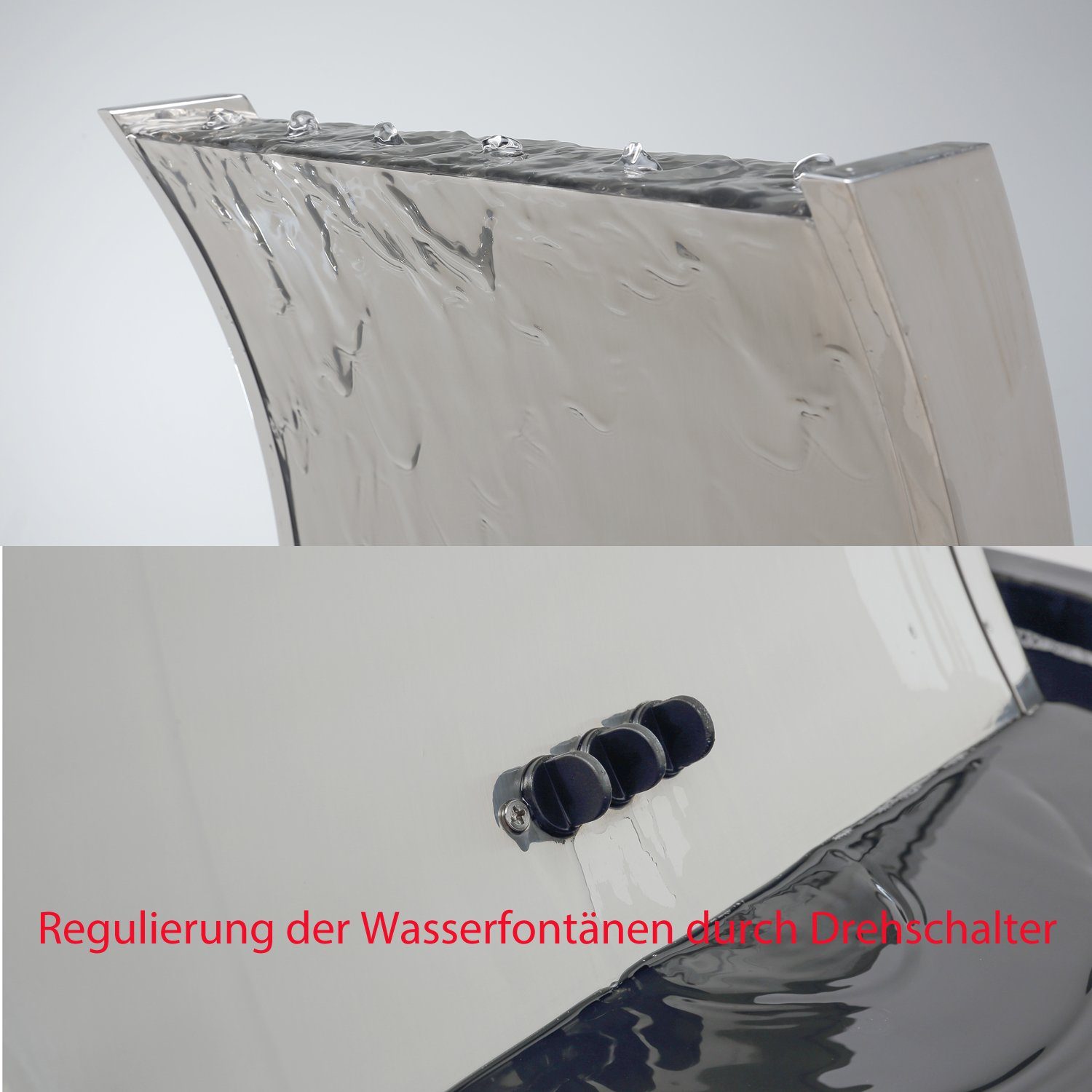 Köhko Gartenbrunnen Wasserwand „Otter“ mit LED-Beleuchtung aus Cortenstahl / Edelstahl