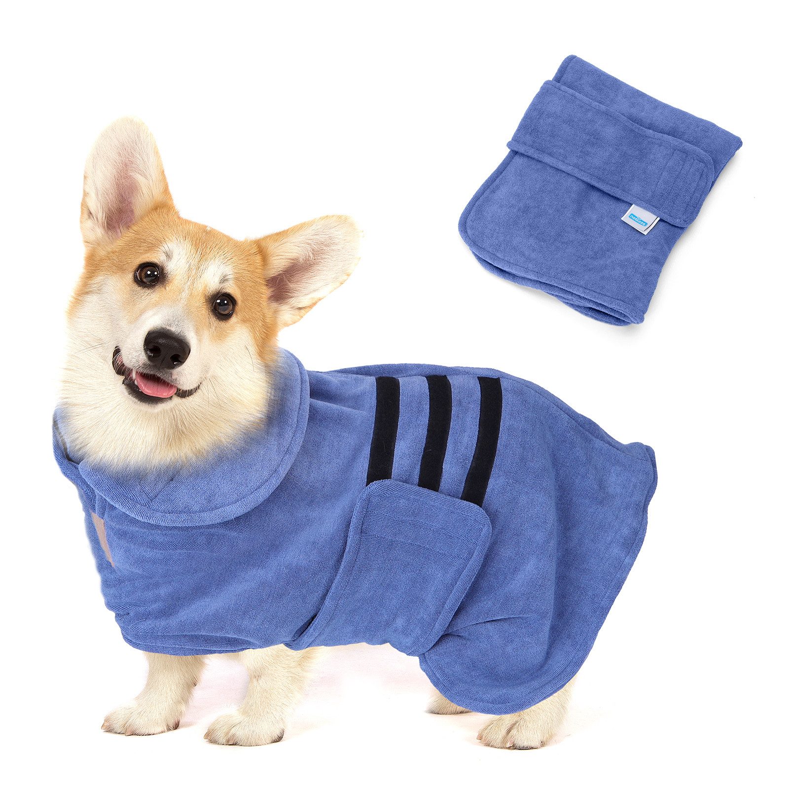 nobleza Hundebademantel Hundebademantel Mikrofaser mit Klettverschluss