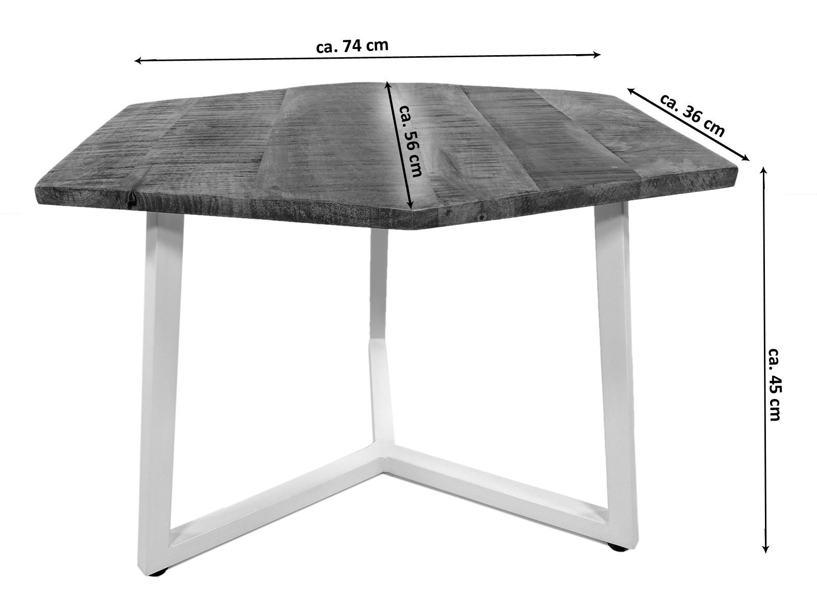 Tisch cm Beistelltisch weiß altsilber 74 gekälkt Wohnzimmer Beistelltisch - M 56 Couchtisch nachhaltig Lyon Casamia x