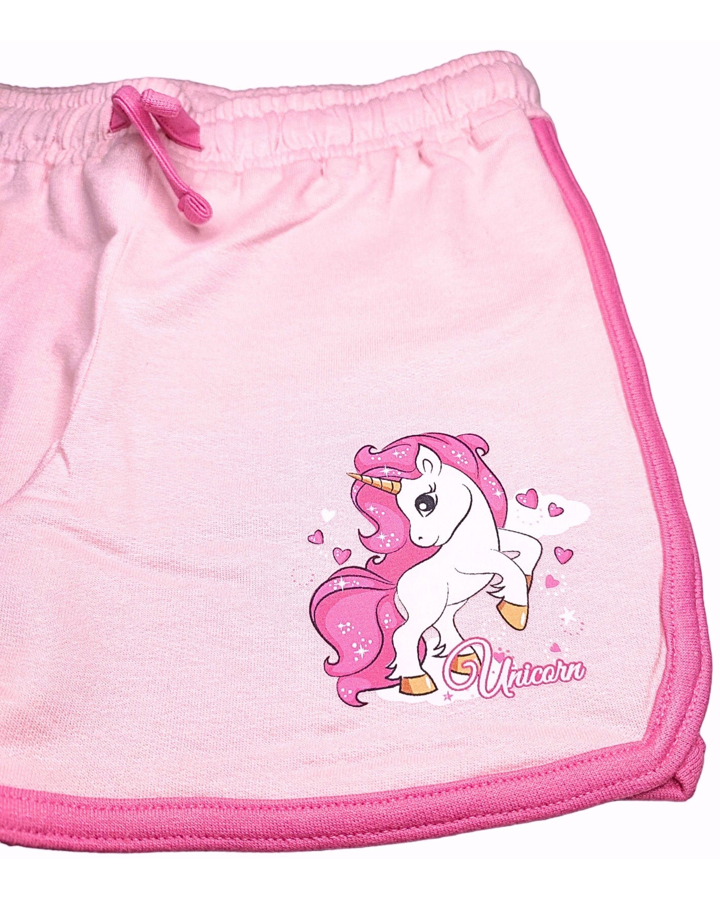 Hose United Shorts kurze cm Essentials 128 Rosa aus - Gr. Einhorn 98 Baumwolle Mädchen