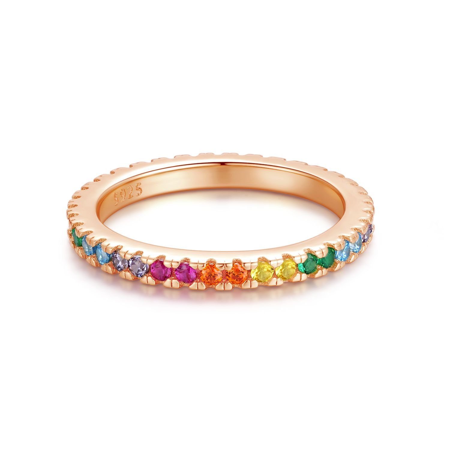 Lisandra Scott Silberring Eternity Ring 925 Silber »Bunte Zirkonia Steine« Regenbogen Rainbow, Ein Ring voller Farbe & Gefühl - funkelnd, bunt, bedeutungsvoll