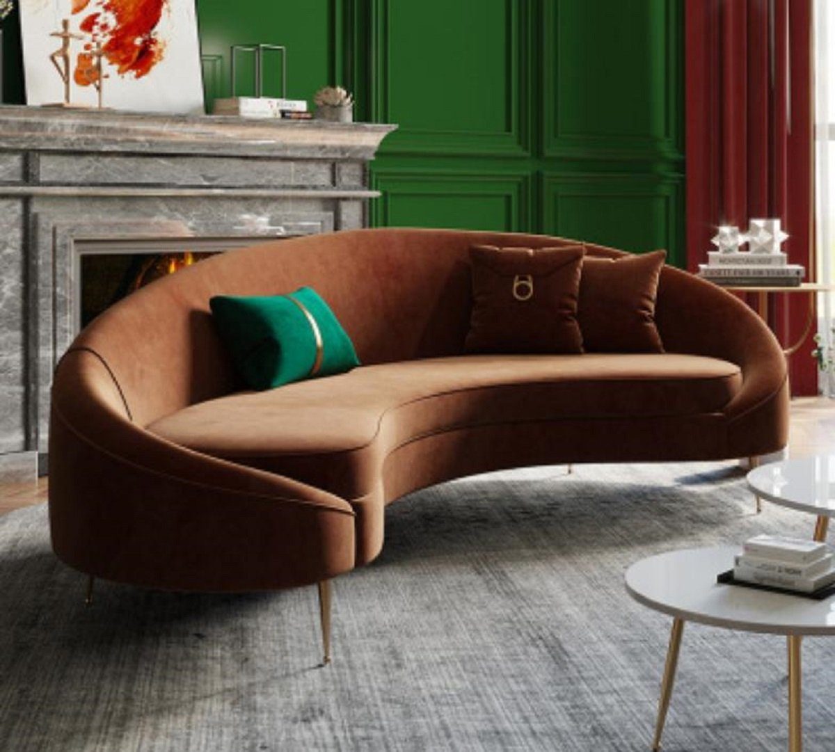 JVmoebel Sofa Ecksofa 3 Sitzer Polster Samt Relax Sitz Möbel Wohnlandschaft Eck, Made in Europa