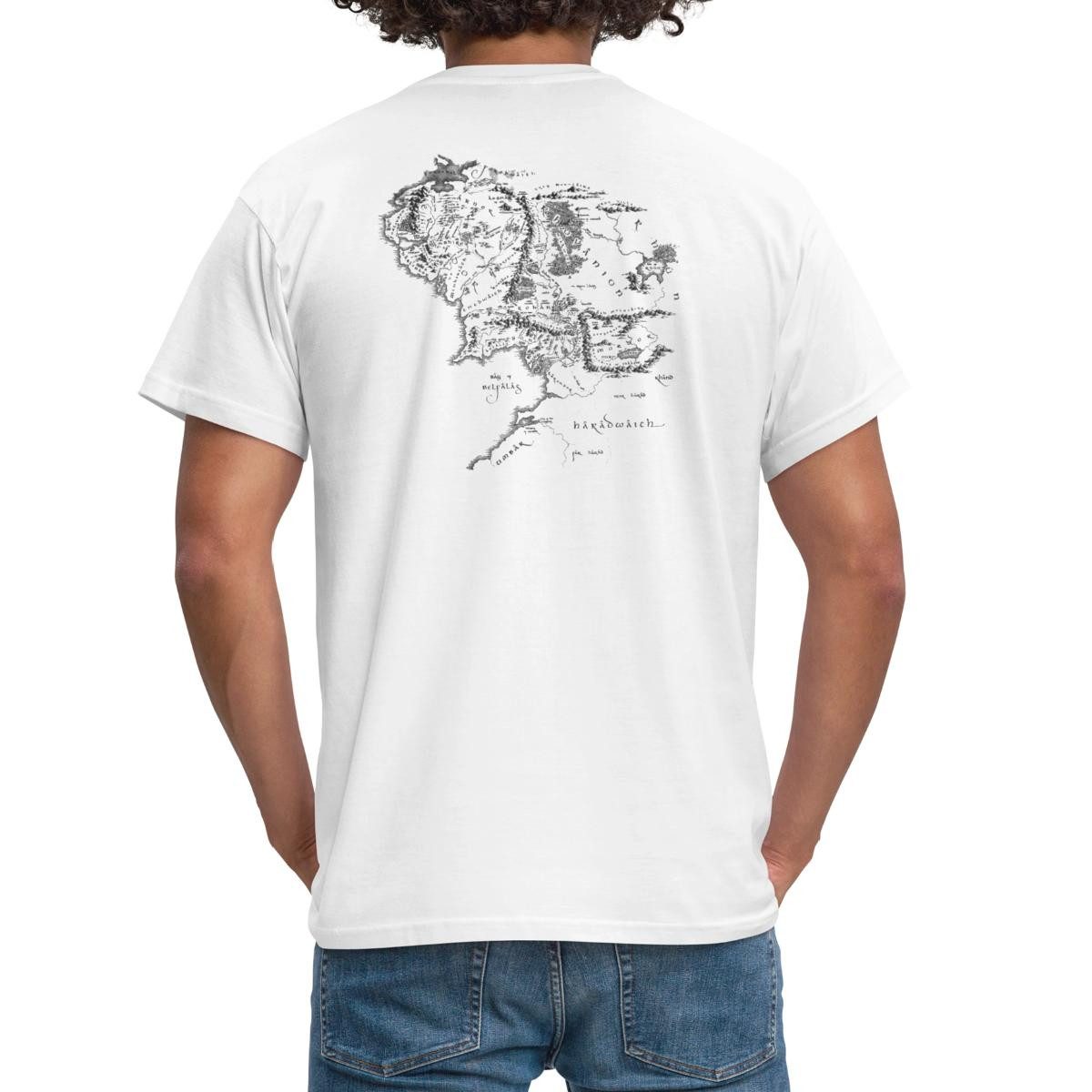 Spreadshirt T-Shirt Der Herr Der Ringe Rückenprint Mittelerde-Karte Männer T-Shirt (1-tlg)