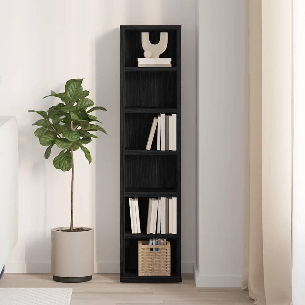 vidaXL CD-Regal CD-Schrank Schwarz Eichen-Optik 21x20x88 cm Holzwerkstoff, günstig online kaufen