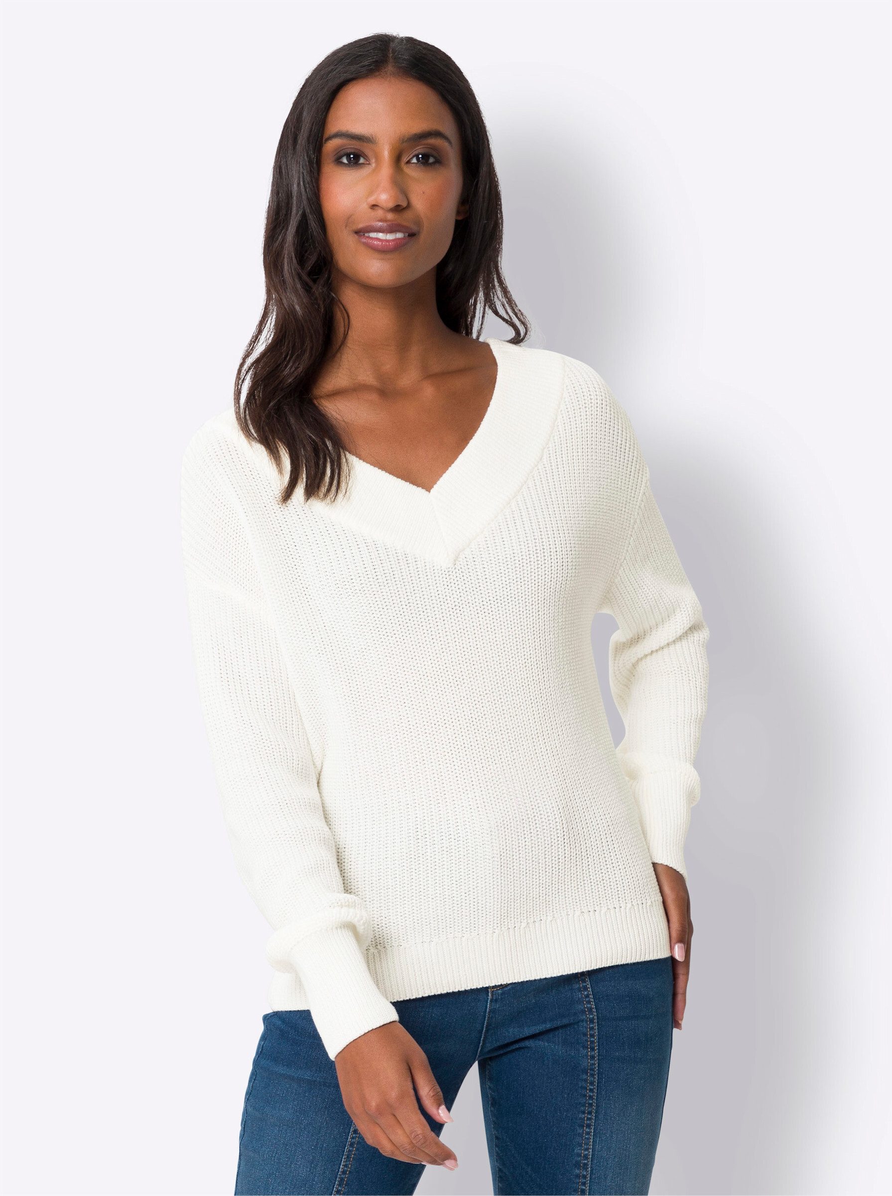 heine Strickpullover V-Ausschnitt-Pullover günstig online kaufen