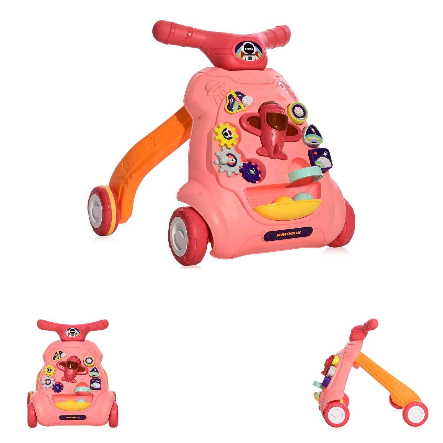 Lorelli Lauflernhilfe Lauflernwagen Zahnräder zwei pink Formen Licht verschiedene Space Musik, Bälle