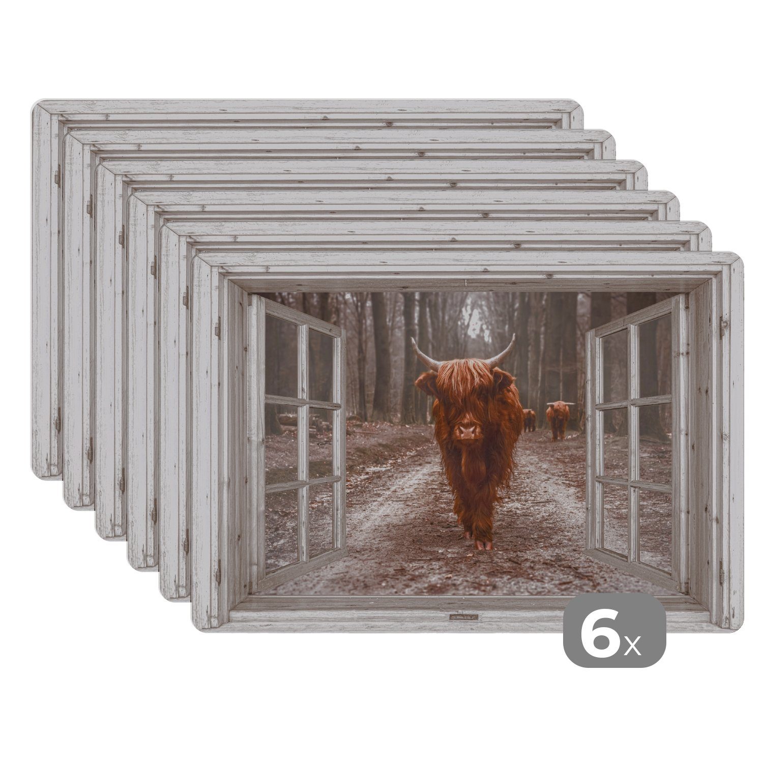 Platzset Ansicht - Schottischer Highlander - Fenster