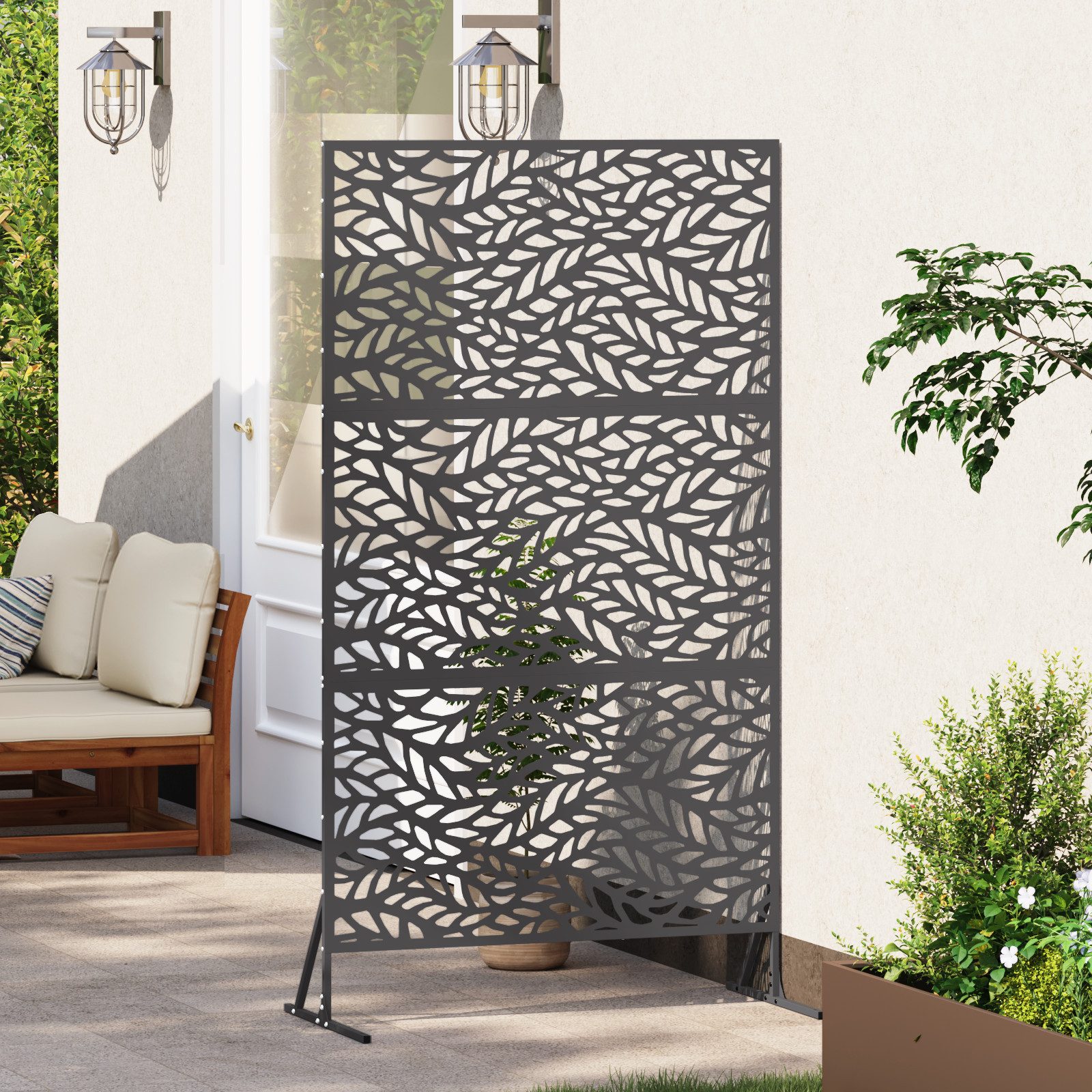 vidaXL Gartenzaun Metallzaunpanel Schwarz Pulverbeschichteter Stahl günstig online kaufen