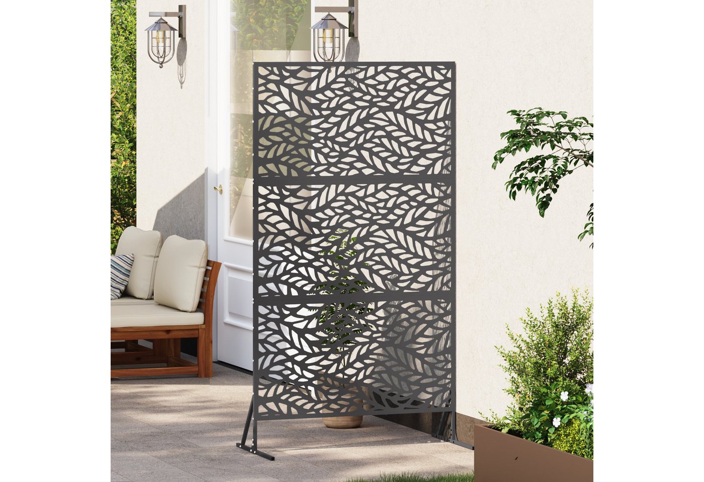 Thumbnail - vidaXL Gartenzaun Sichtschutz Schwarz 100x50x180 cm aus Stahl, (1-St)