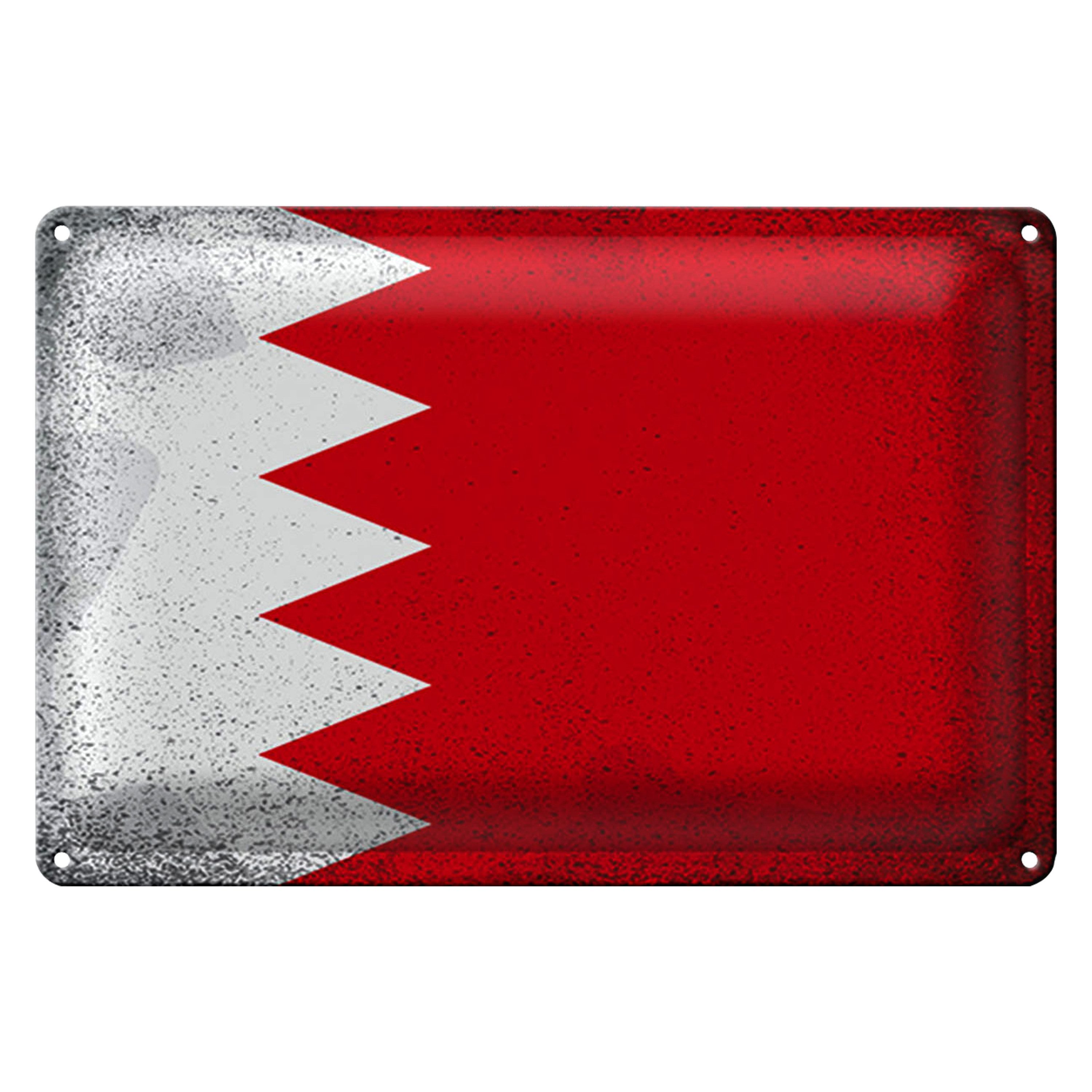 Metallschild Flagge Bahrain 18x12cm Flag of Bahrain Vintage