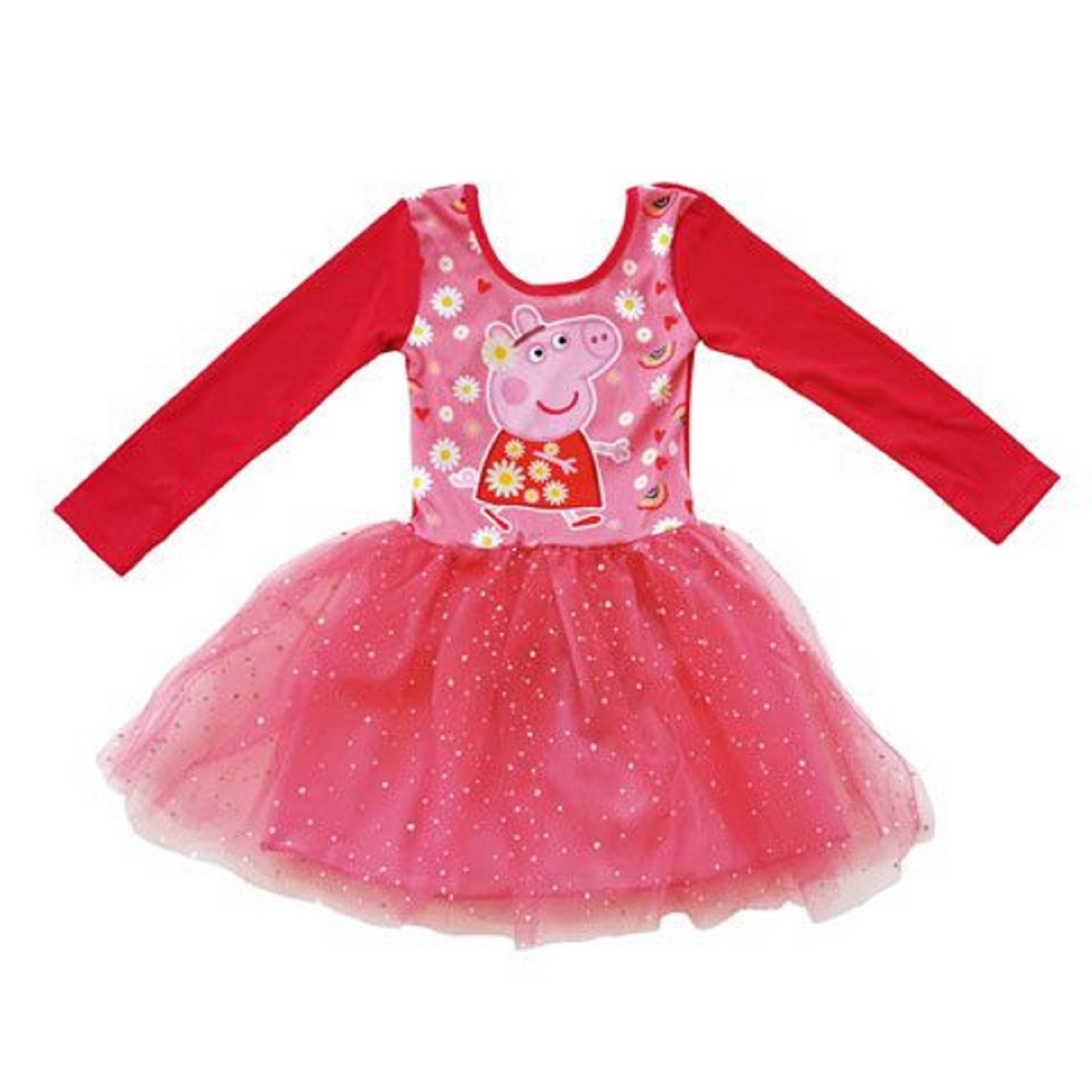 Peppa Pig Partykleid Peppa Pig Kleid in Rot mit langen Ärmeln Ideal für Mädchen