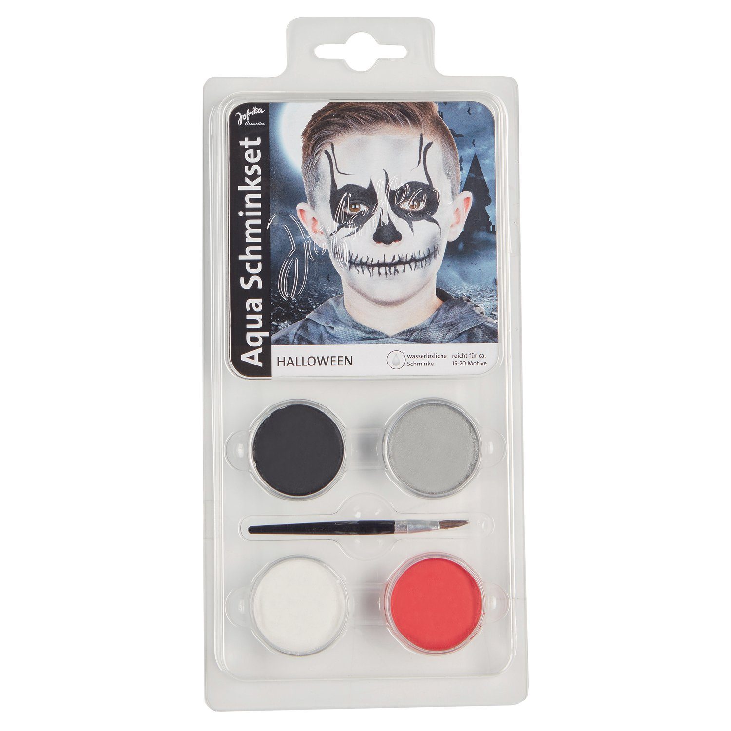 jofrika Schmink-Set Aqua Schminkset Halloween, 4 wasserlösliche Schminkfarben + Pinsel, r
