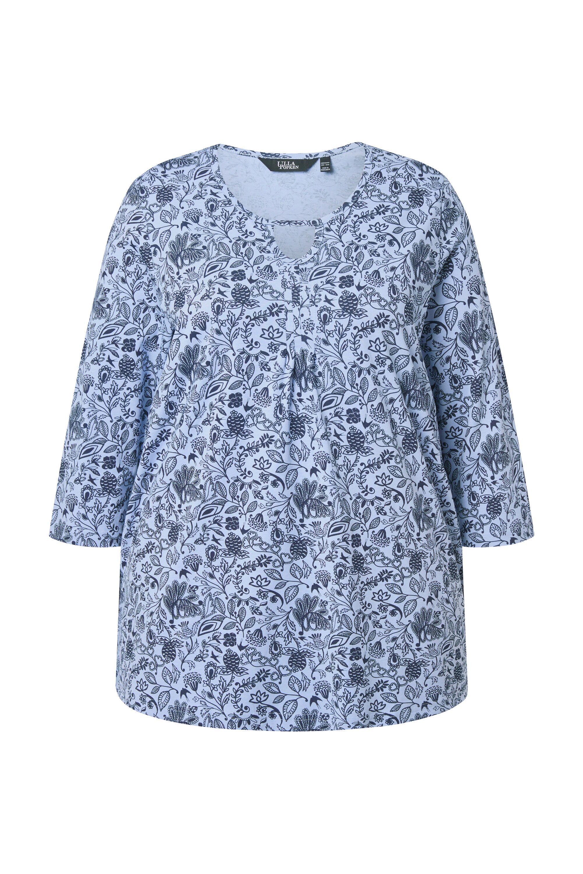 T-Shirt Shirt Blüten A-Linie Rundhals 3/4-Arm