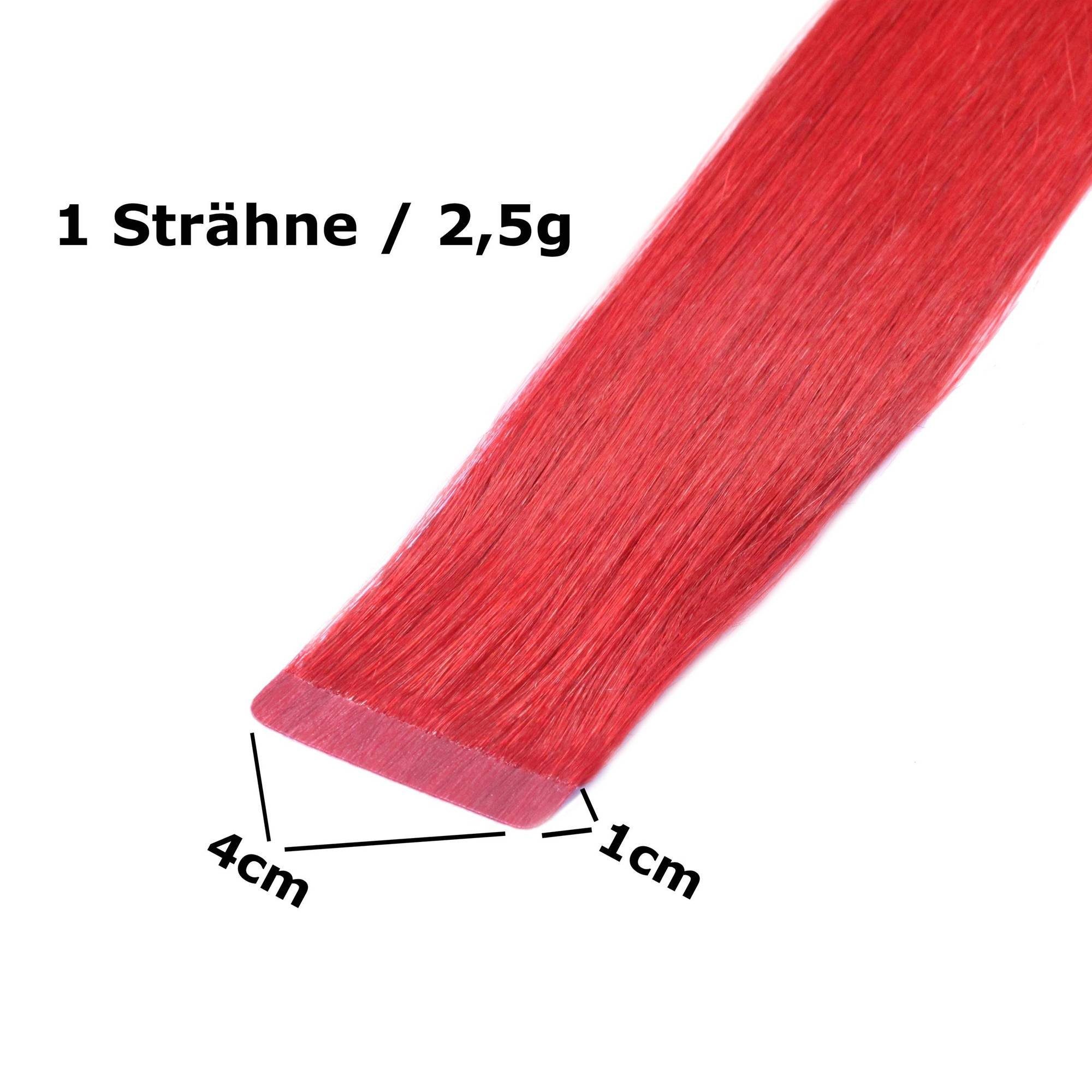 40cm Tape Echthaar-Extension Rot-Intensiv glatt Extensions hair2heart #0/44