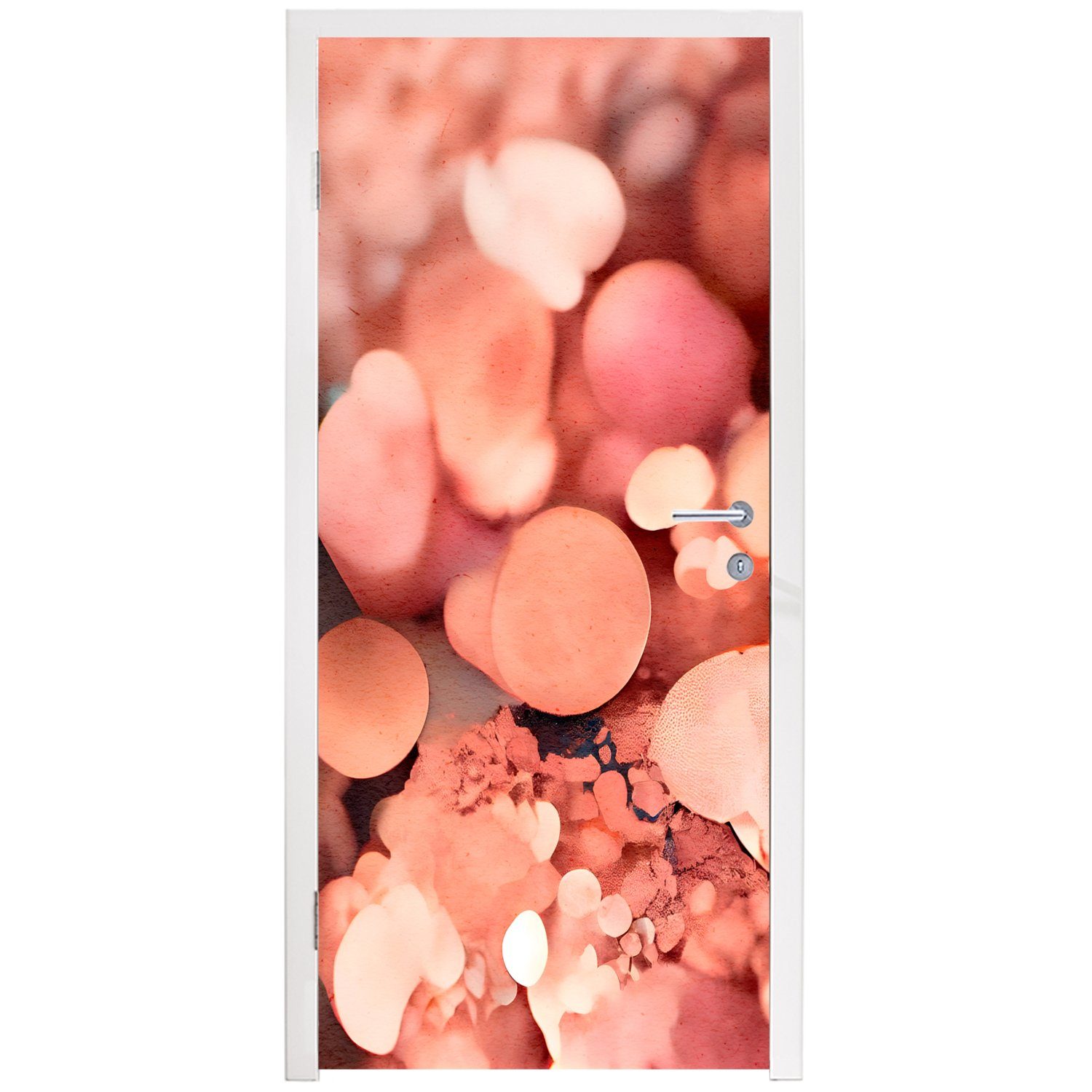 MuchoWow Türtapete Tür, 75x205 bedruckt, Türaufkleber, Glitzer Matt, Fototapete - - St), (1 Abstrakt für cm Luxus, Rosa 