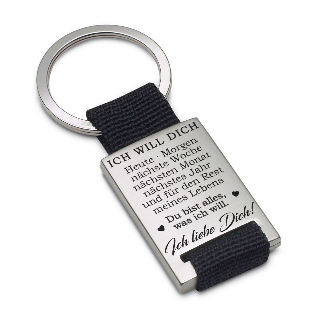 Lieblingsmensch Schlüsselanhänger Ich will dich - ein tolles Geschenk und Glücksbringer (Schlüsselanhänger mit Gravur, inklusive Schlüsselring), Robuste und filigrane Lasergravur