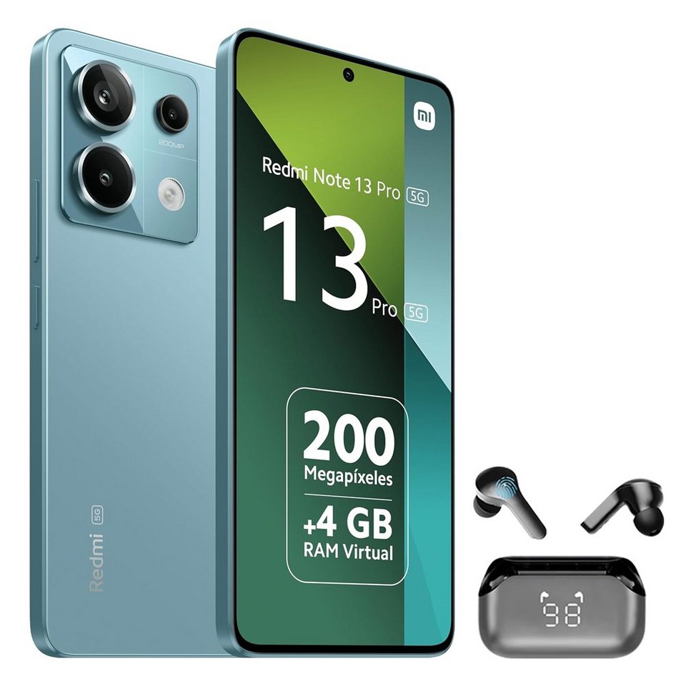 Xiaomi Redmi Note 13 Pro 5G 12+512GB Smartphone & Bluetooth Kopfhörer Handy  (512 GB Speicherplatz, 200 MP Kamera), 1,5K 120Hz AMOLED Display,  Faszinierendes Seherlebnis dank ultradünnem Rahmen