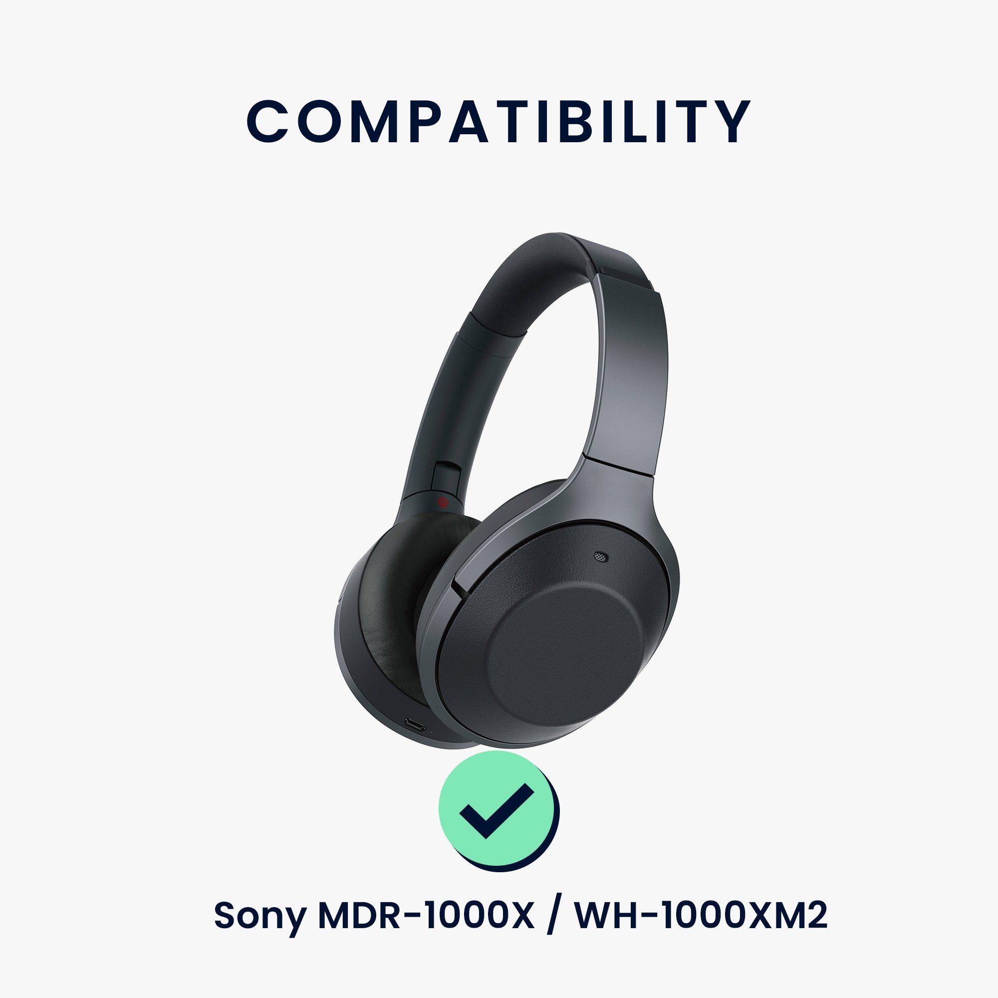 kwmobile Ohr Hellblau / Ohrpolster für - Headphones) Sony Ear Polster Over 2x MDR-1000X Kunstleder (Ohrpolster für Polster WH-1000XM2 Kopfhörer