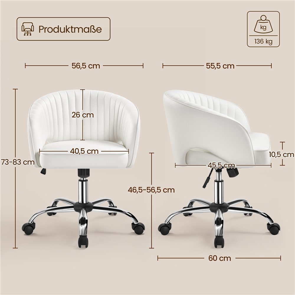 Yaheetech Drehstuhl Höhenverstellbarer Polsterstuhl mit Schaukelfunktion, Bürosessel 360° Drehbar für Zuhause/Büro – Bild 4 von 5